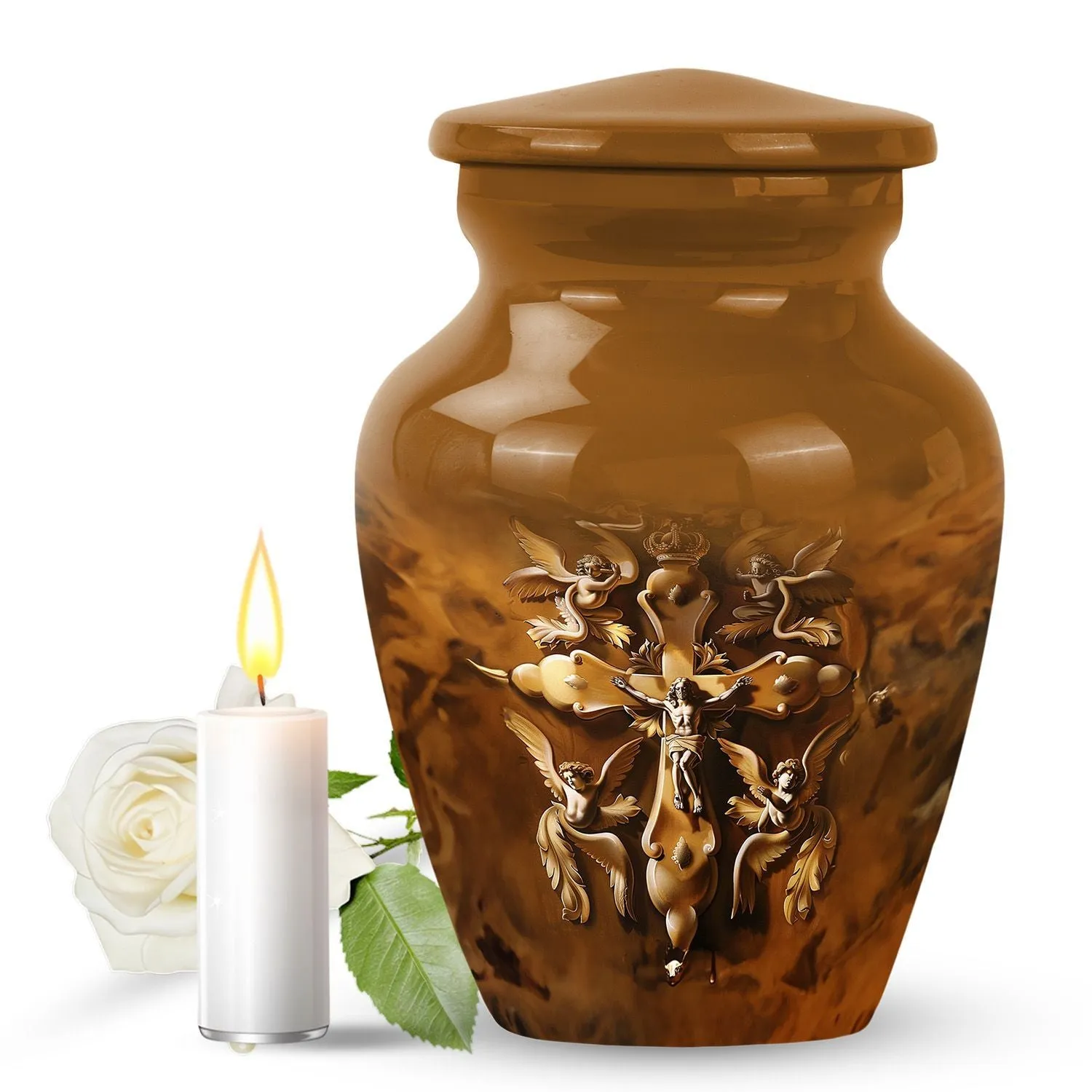 Catholic Urn for Ashes - Miniature Keepsake Urn For Human Ashes
