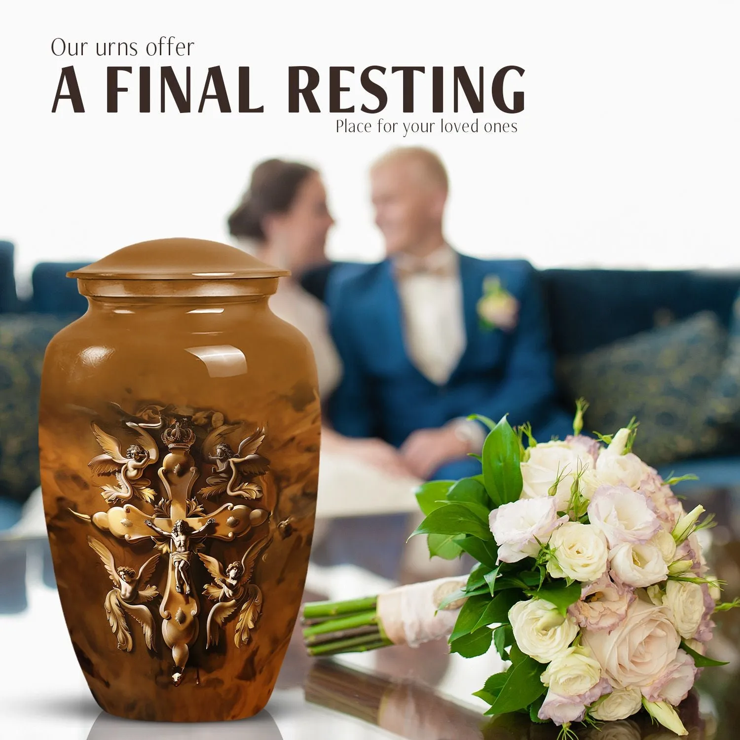 Catholic Urn for Ashes - Miniature Keepsake Urn For Human Ashes