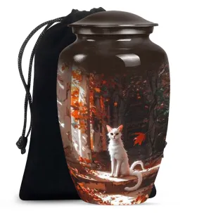 Cherished Memories White Cat Urn - Medium Size Human Keepsake