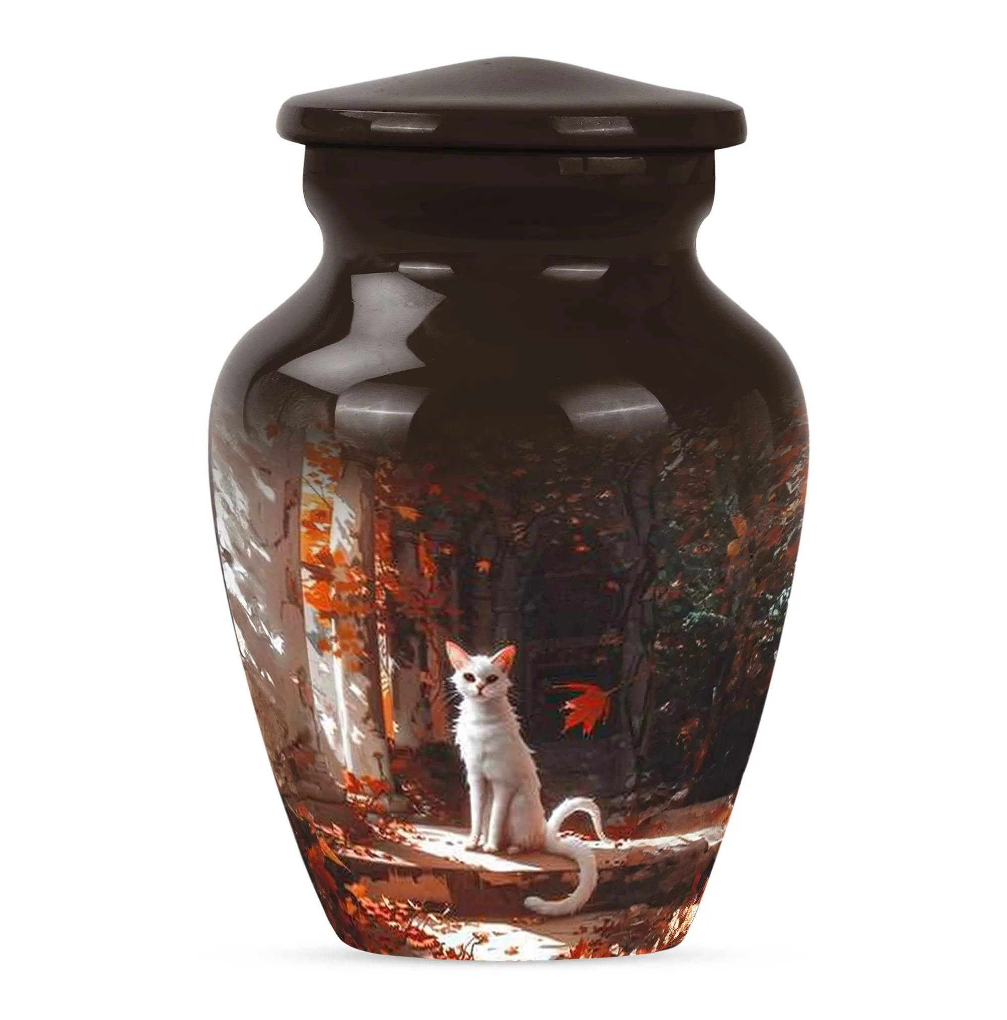 Cherished Memories White Cat Urn - Medium Size Human Keepsake