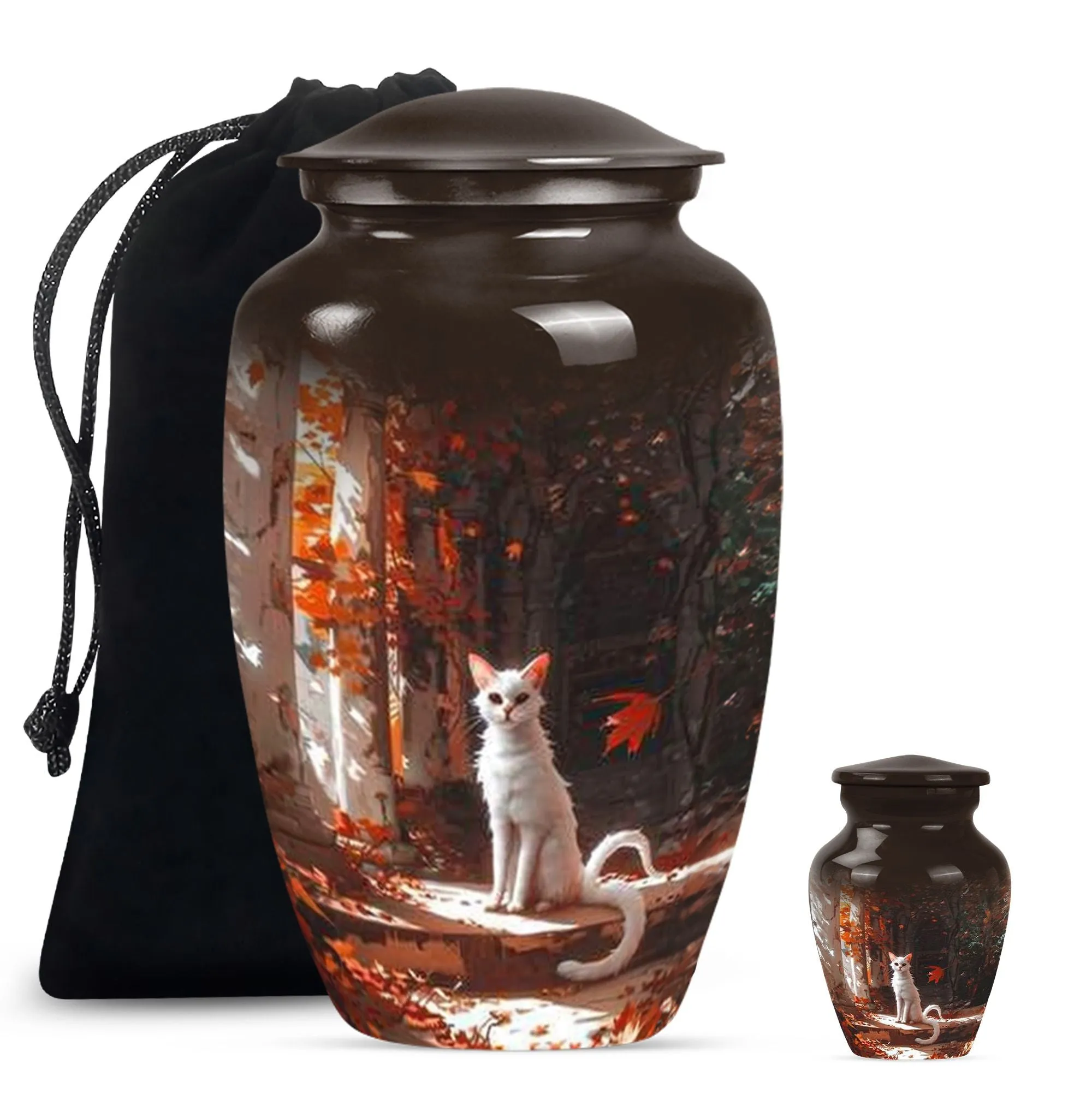 Cherished Memories White Cat Urn - Medium Size Human Keepsake