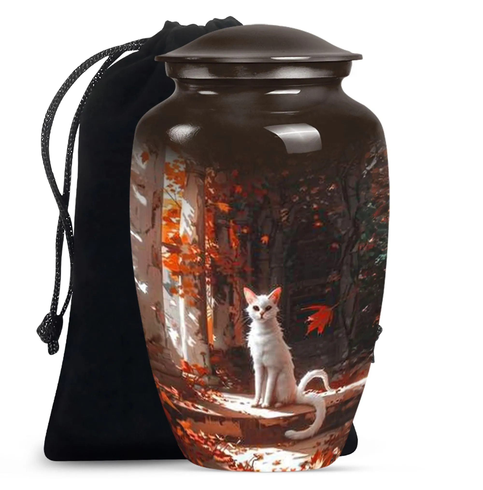 Cherished Memories White Cat Urn - Medium Size Human Keepsake