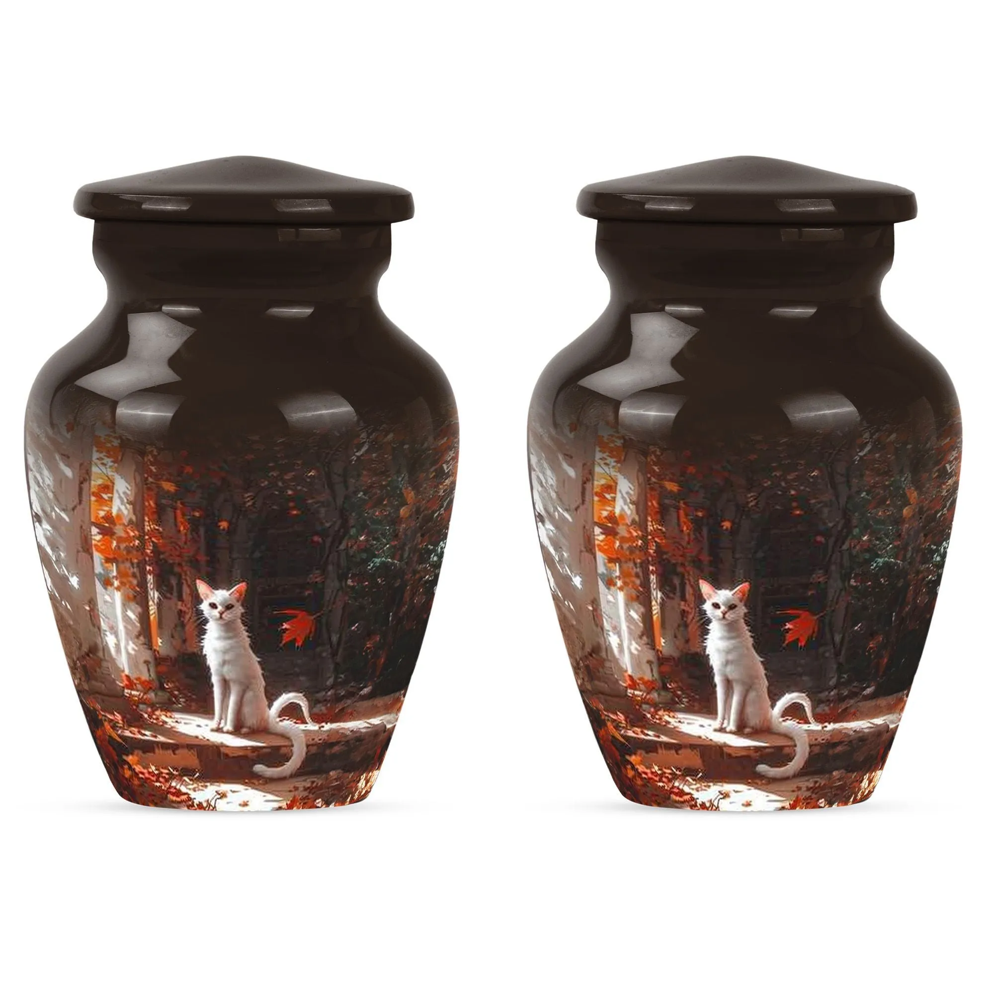 Cherished Memories White Cat Urn - Medium Size Human Keepsake