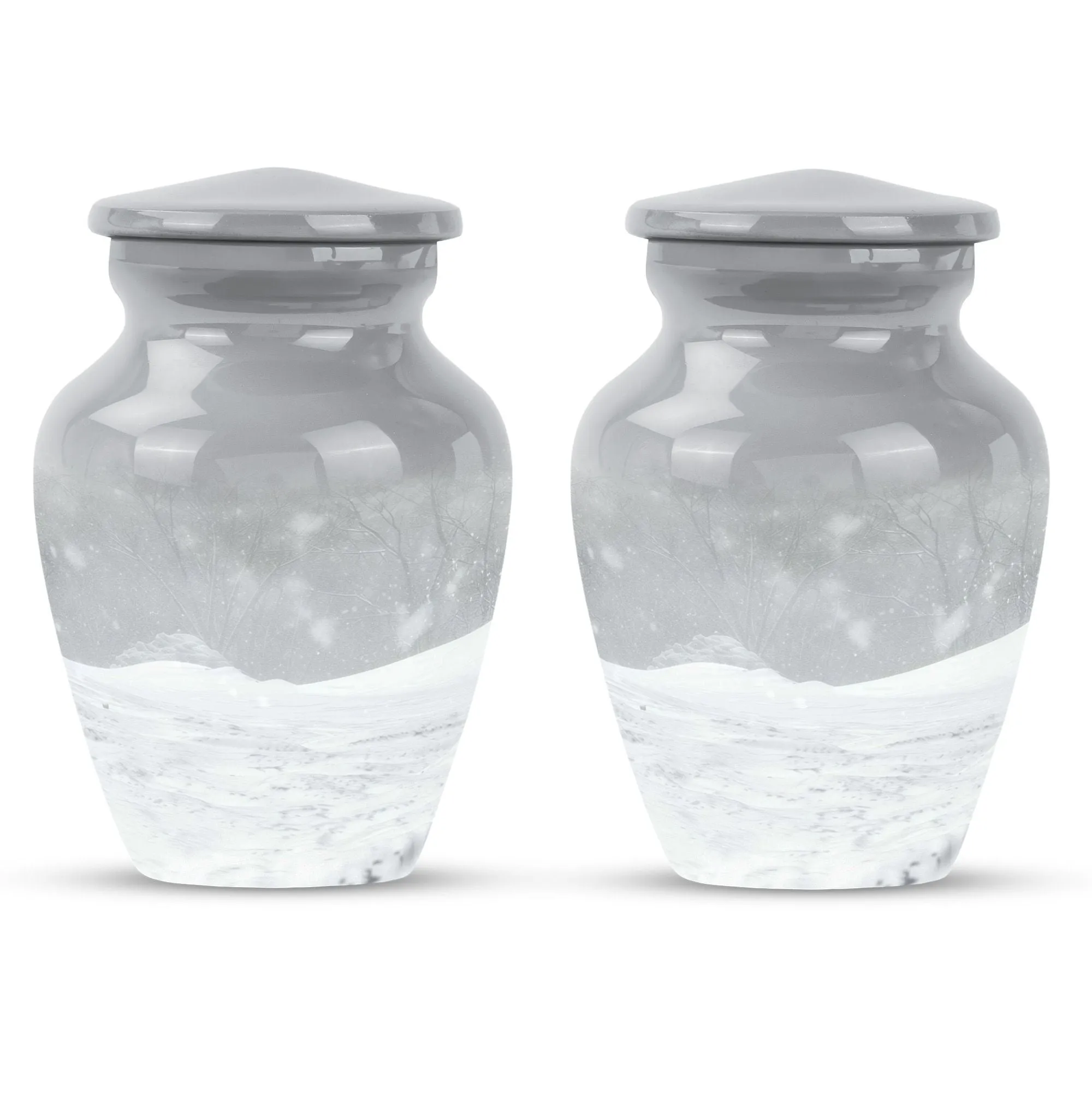 Classic Abstract Mountain Winter Urn: A Unique Cremation Memorial