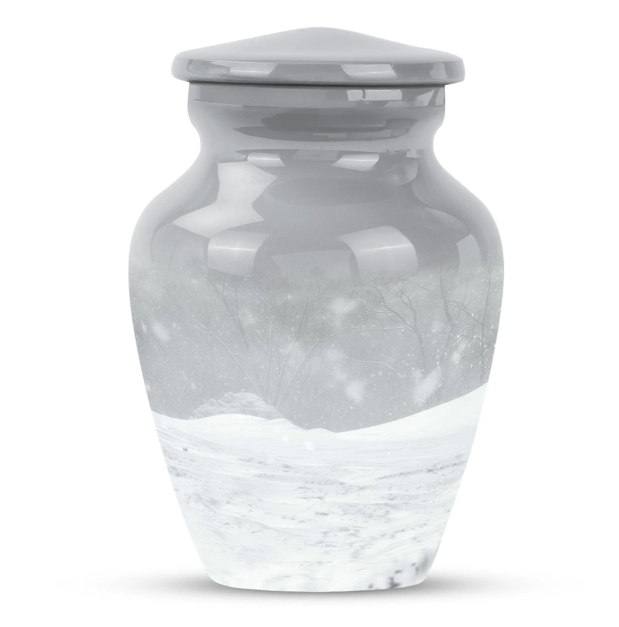 Classic Abstract Mountain Winter Urn: A Unique Cremation Memorial