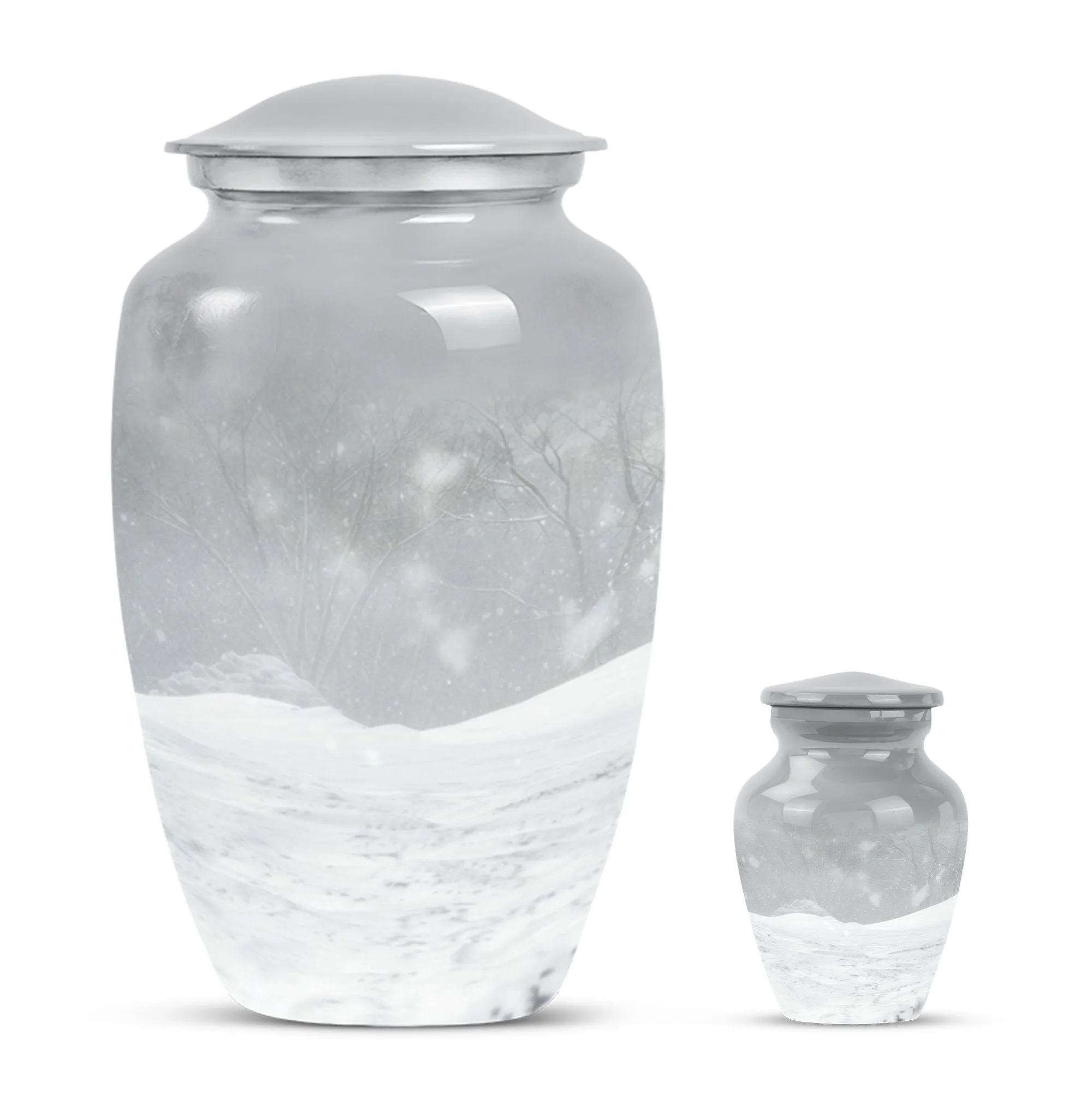 Classic Abstract Mountain Winter Urn: A Unique Cremation Memorial