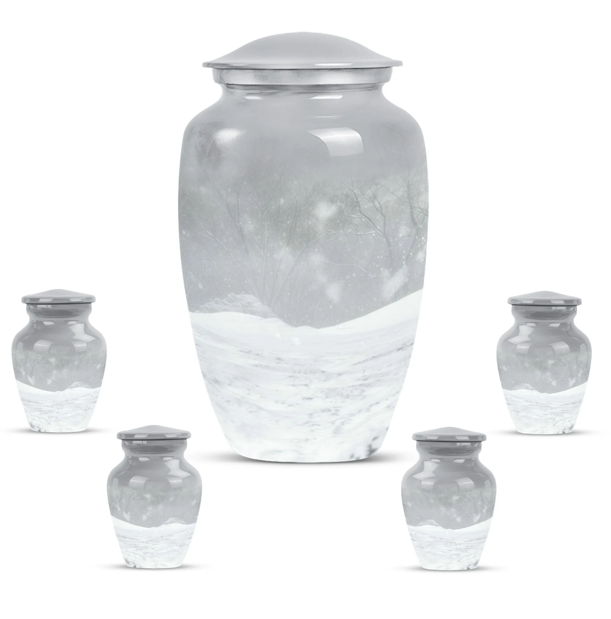 Classic Abstract Mountain Winter Urn: A Unique Cremation Memorial