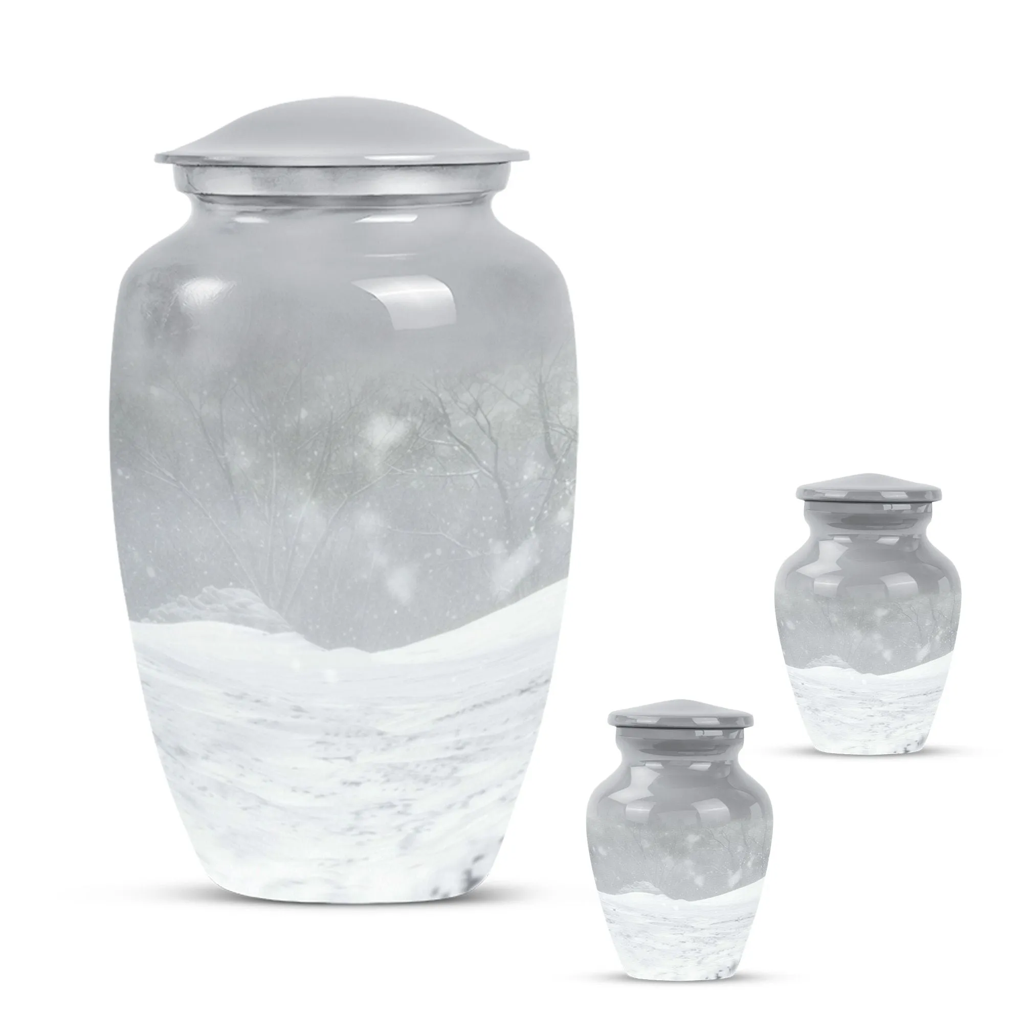 Classic Abstract Mountain Winter Urn: A Unique Cremation Memorial