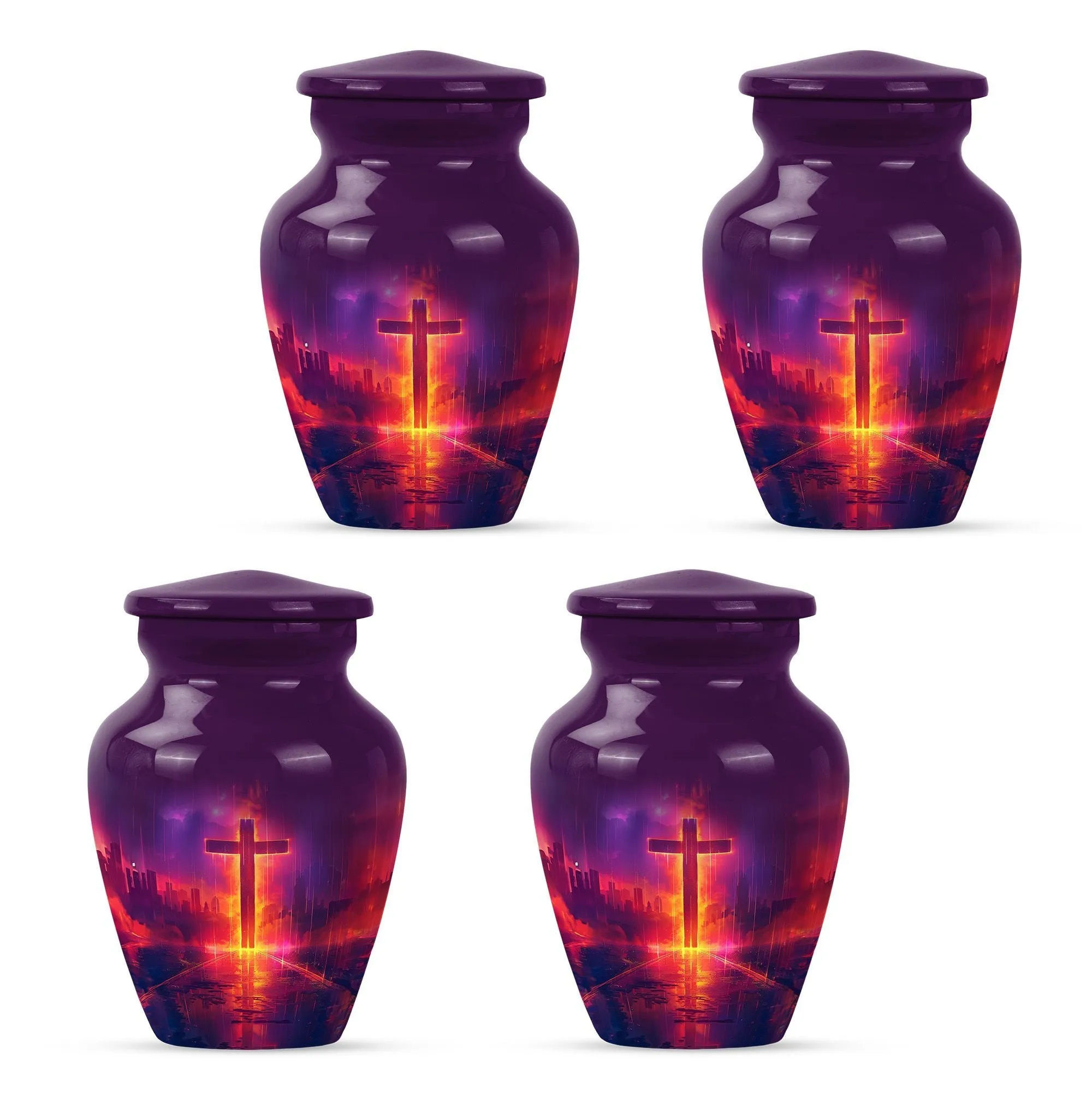 Classic Aurora Borealis Cross Urn - Cremation Solution for Men