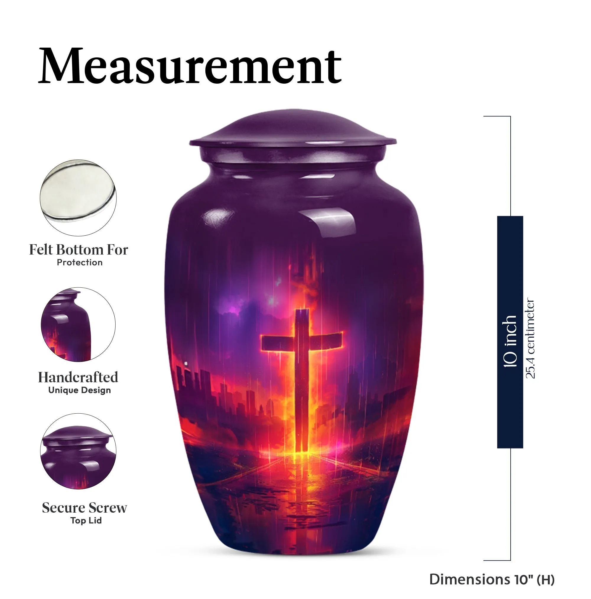 Classic Aurora Borealis Cross Urn - Cremation Solution for Men