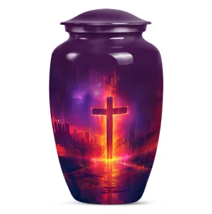 Classic Aurora Borealis Cross Urn - Cremation Solution for Men