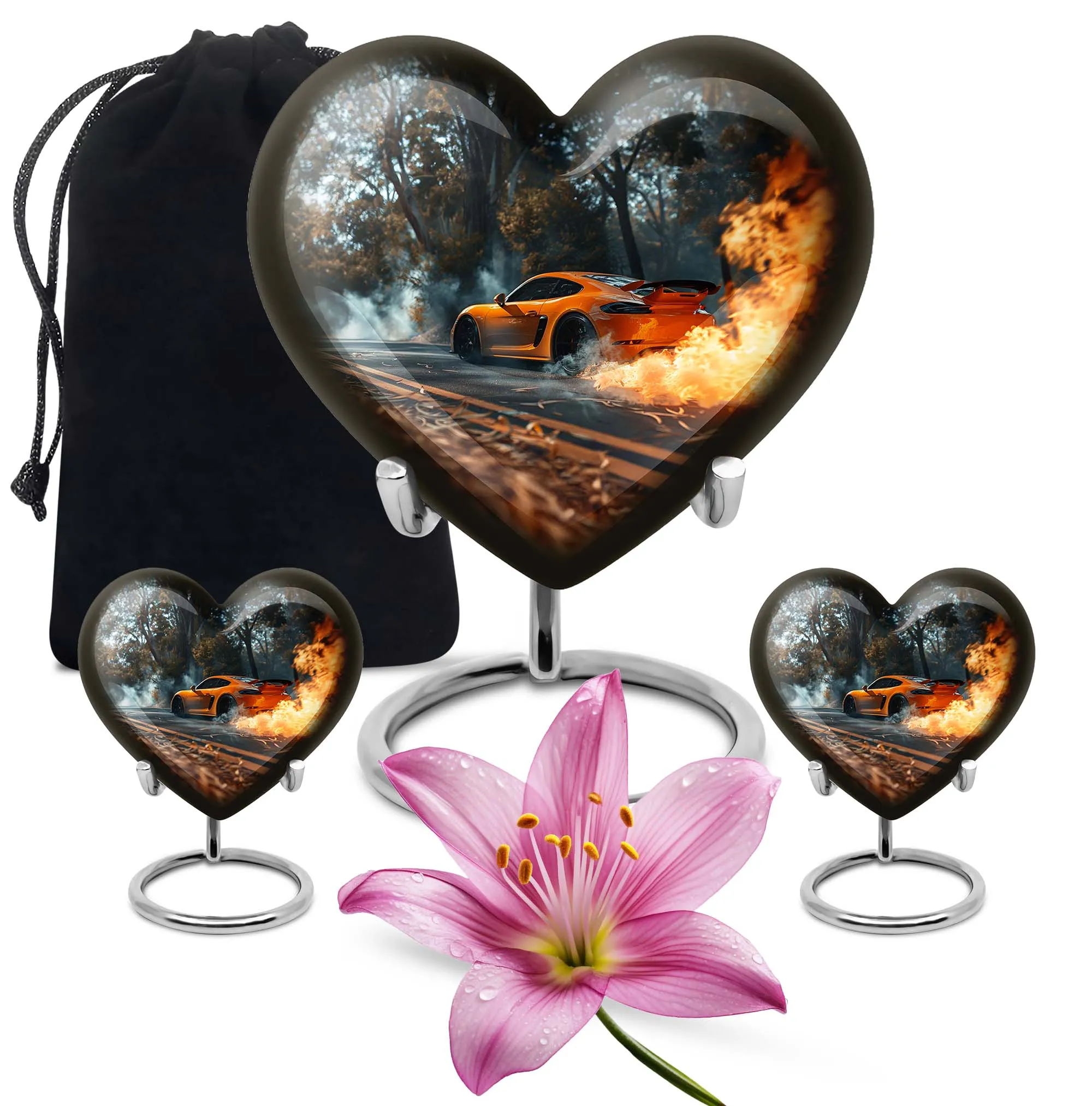 Classic Car Devotion - Large Cremation Heart Vessel for Men
