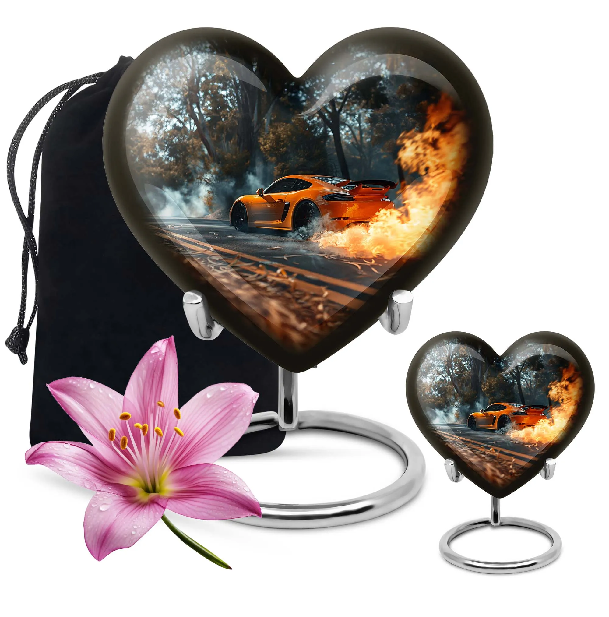 Classic Car Devotion - Large Cremation Heart Vessel for Men