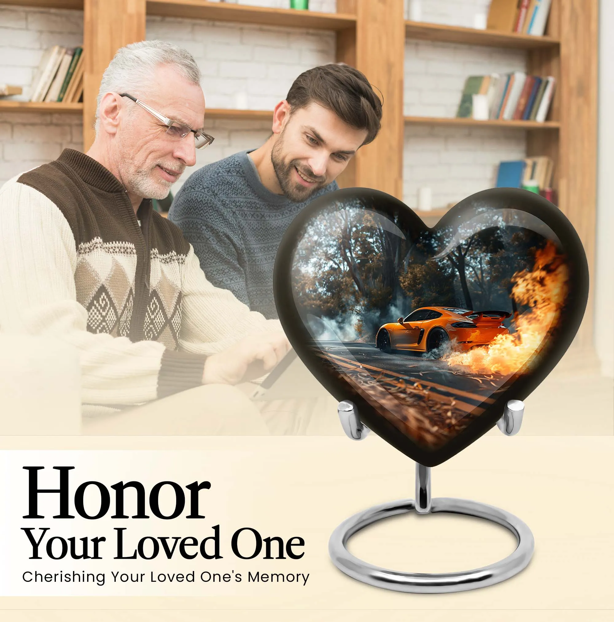 Classic Car Devotion - Large Cremation Heart Vessel for Men