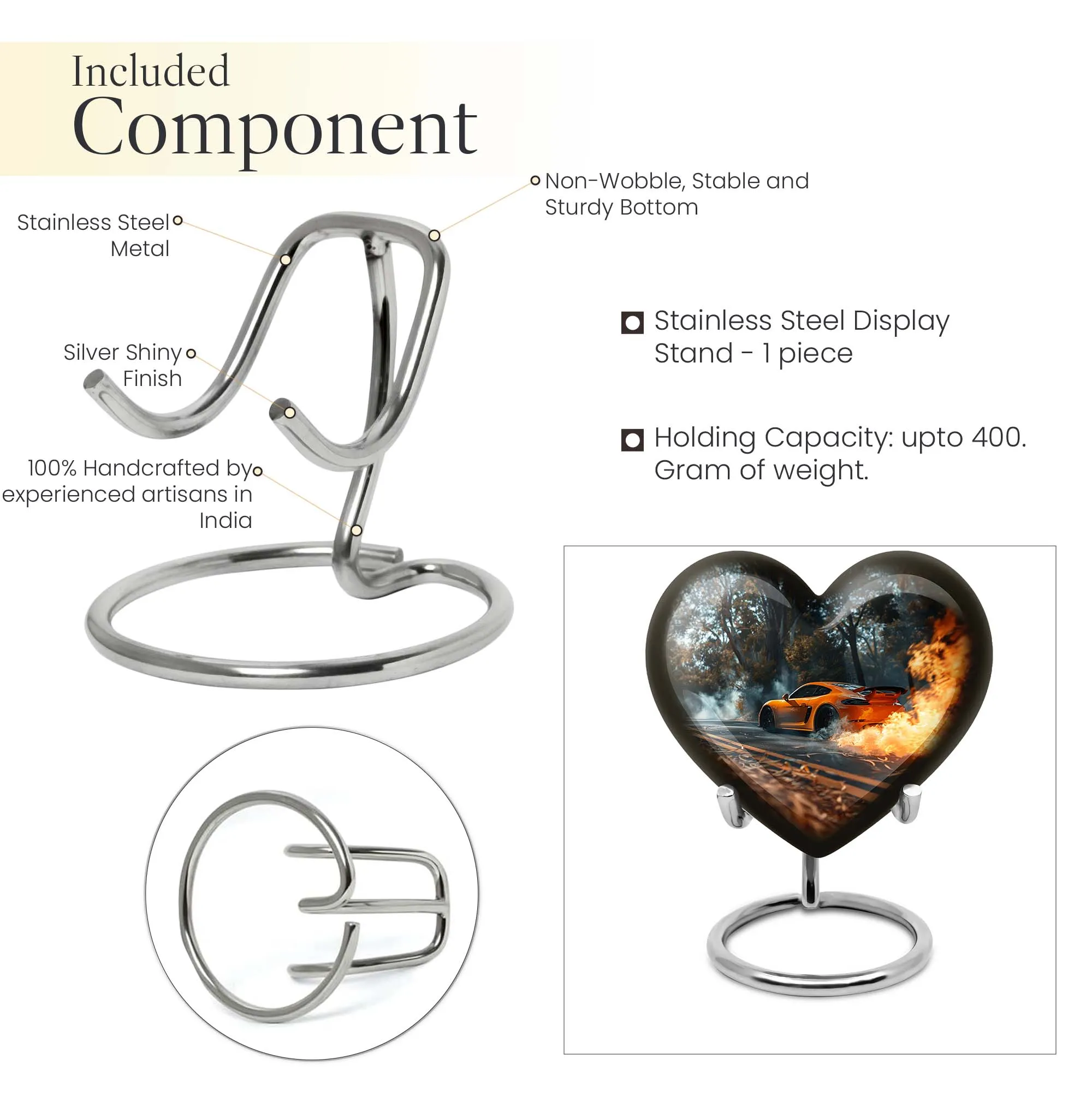 Classic Car Devotion - Large Cremation Heart Vessel for Men
