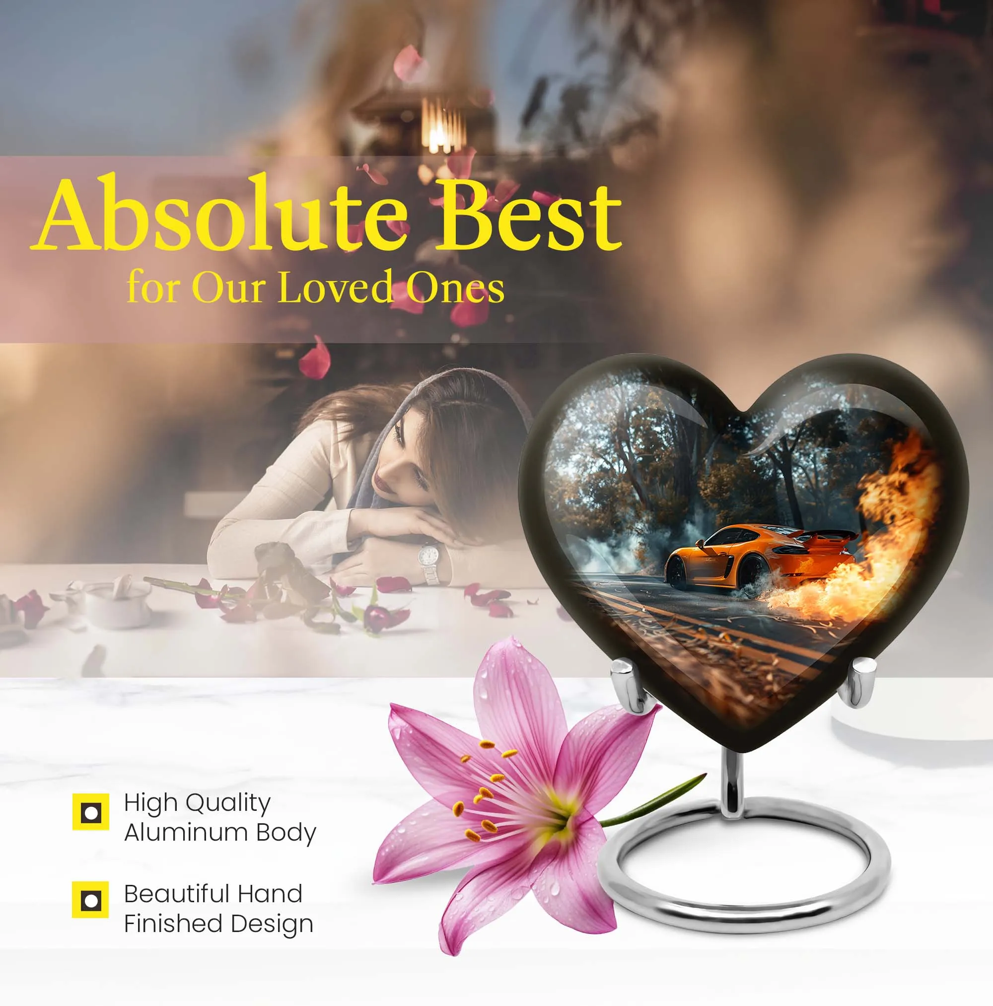 Classic Car Devotion - Large Cremation Heart Vessel for Men