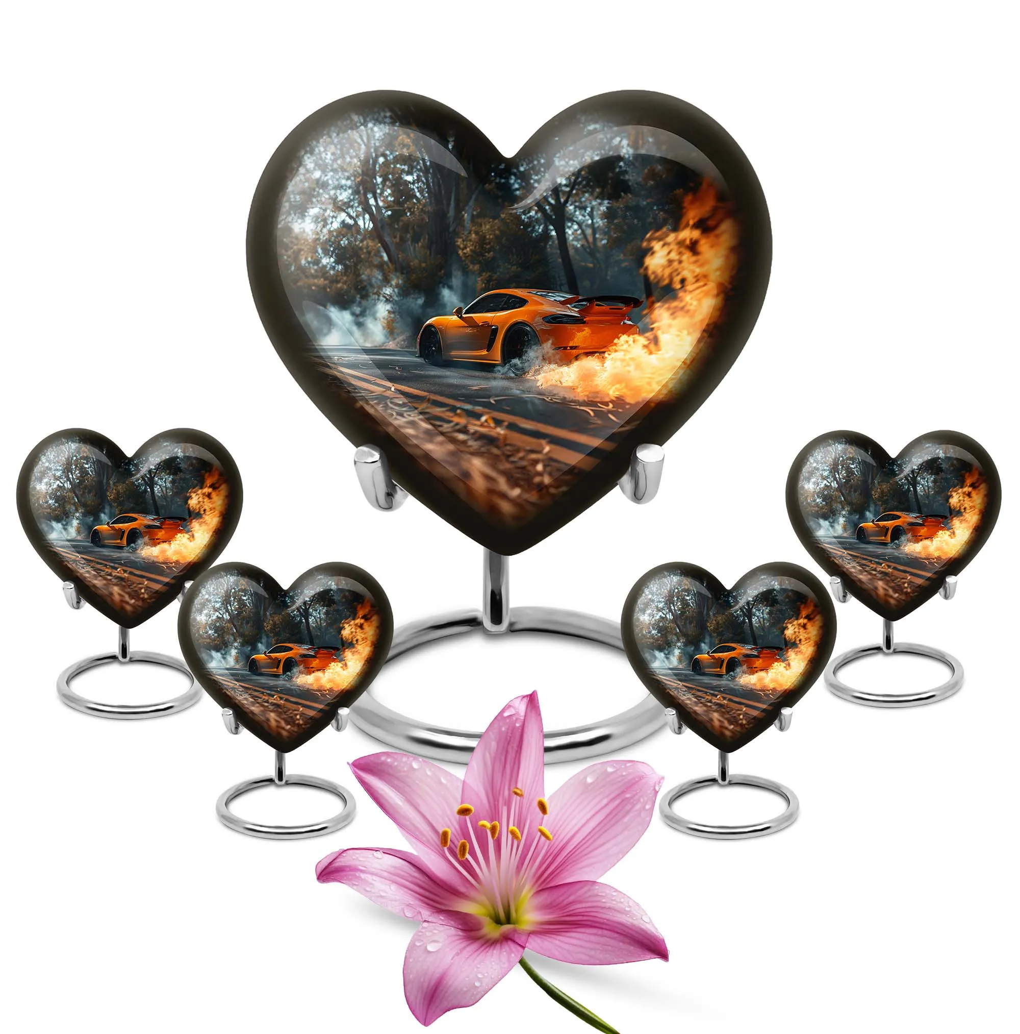 Classic Car Devotion - Large Cremation Heart Vessel for Men