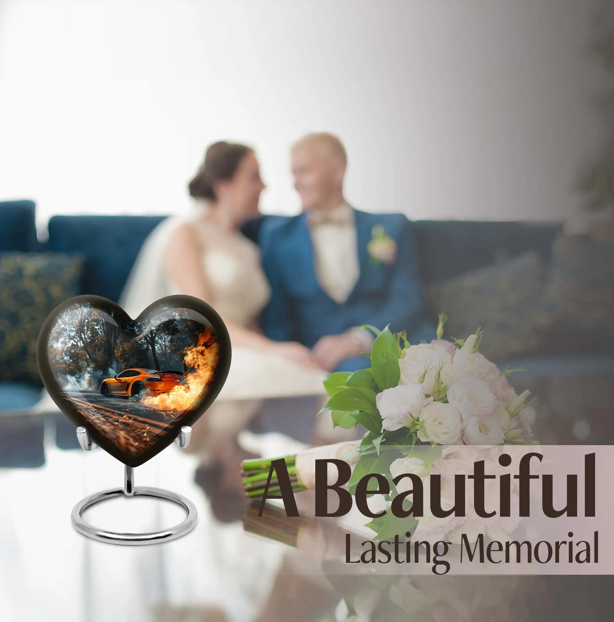 Classic Car Devotion - Large Cremation Heart Vessel for Men