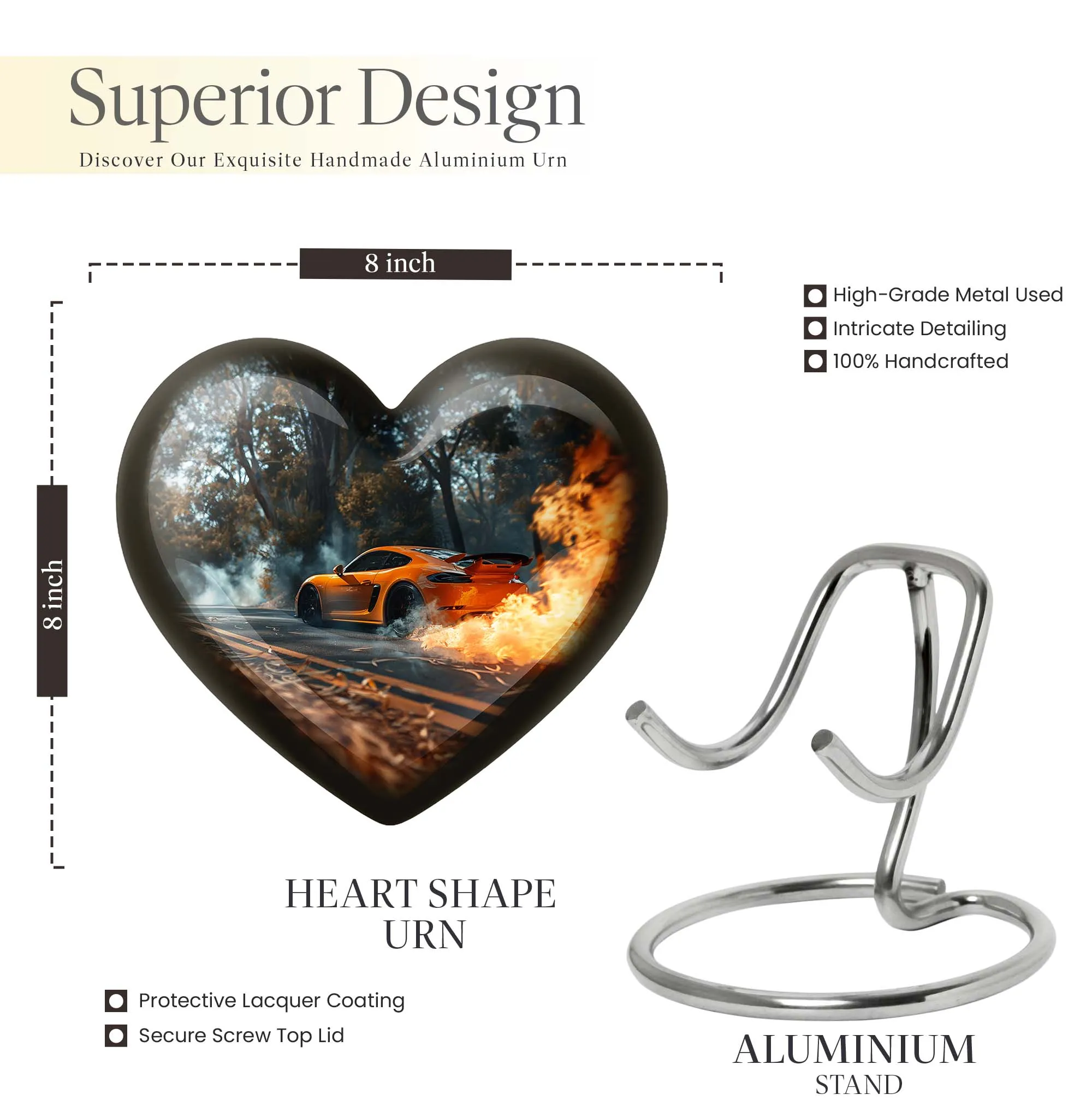 Classic Car Devotion - Large Cremation Heart Vessel for Men