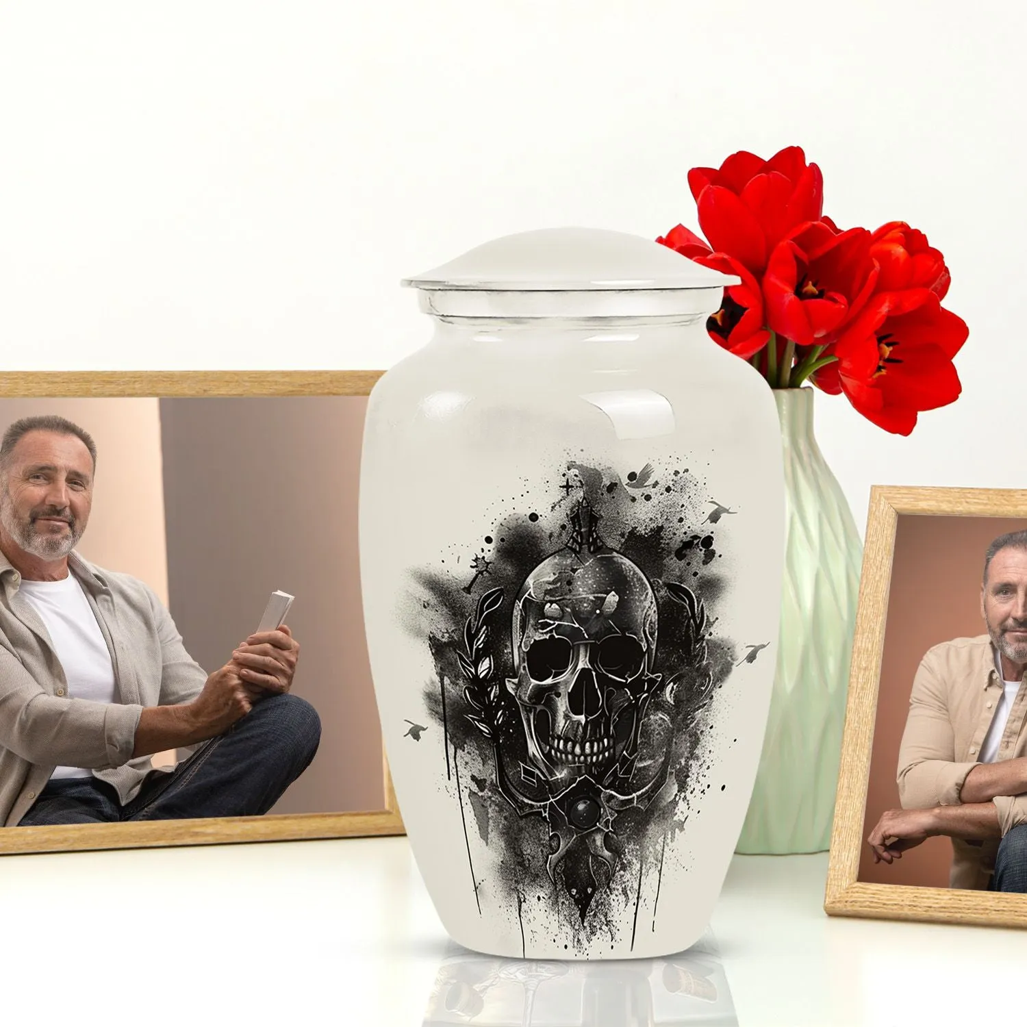 Classic Catholic Urn and Funeral Ash Cremation Vessel