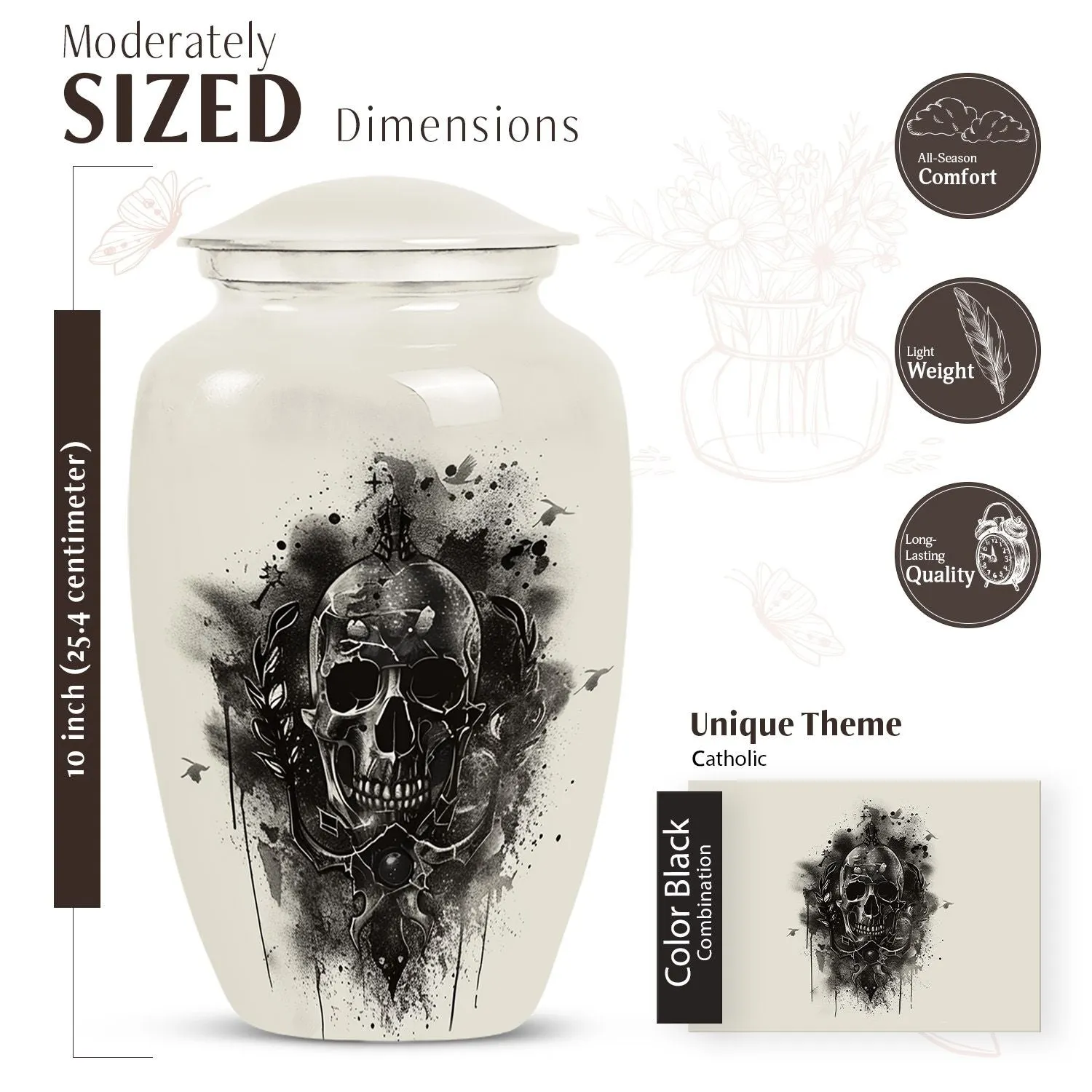 Classic Catholic Urn and Funeral Ash Cremation Vessel