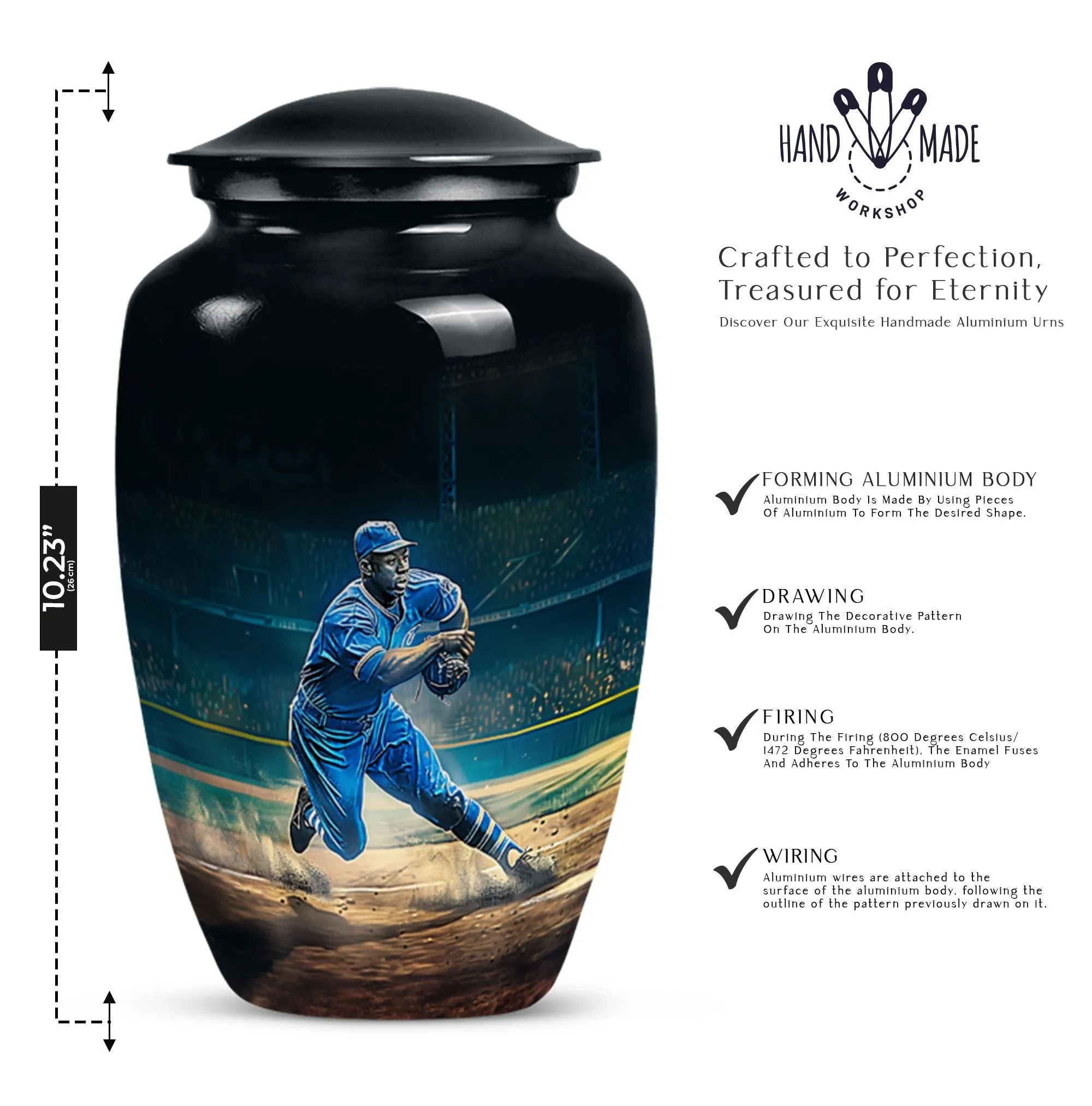 Classic Cremation The Baseball Themed Large Human Memorial