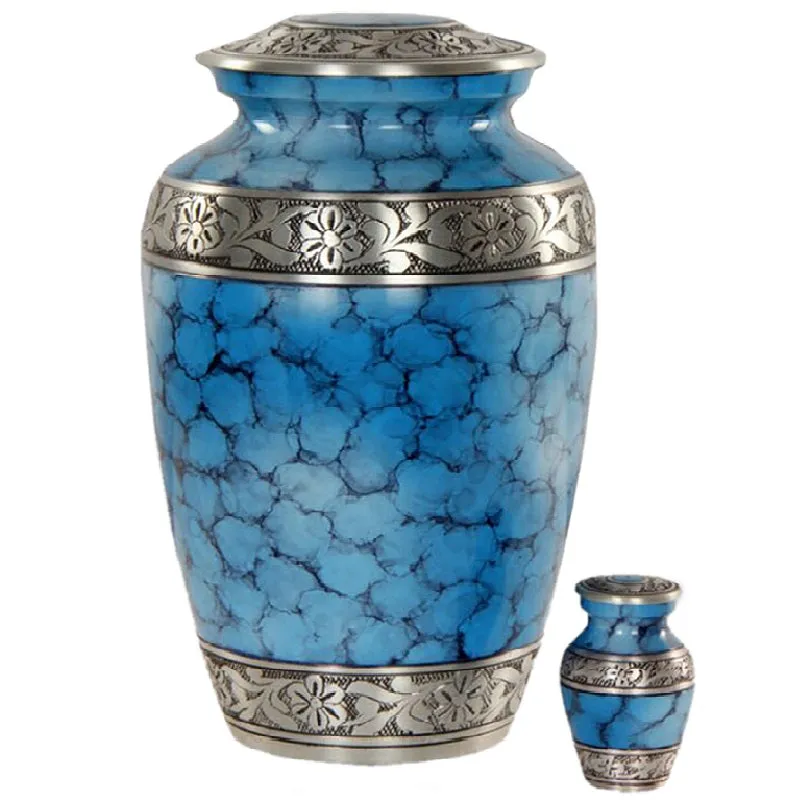 Classic Ocean Blue Fire Cremation Urn