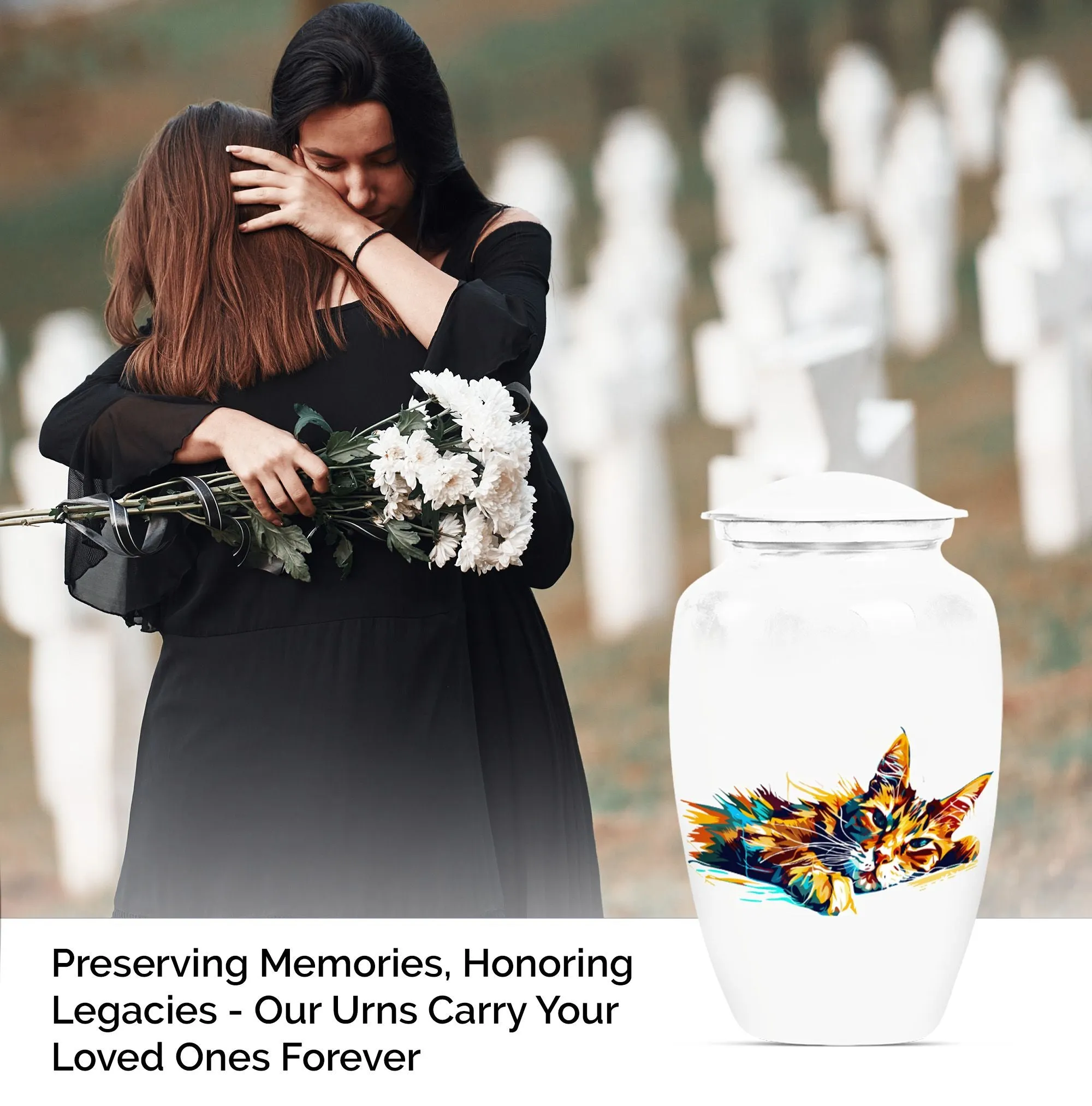 Classic Remembrance Cat Urn, Cremation Funeral Urn