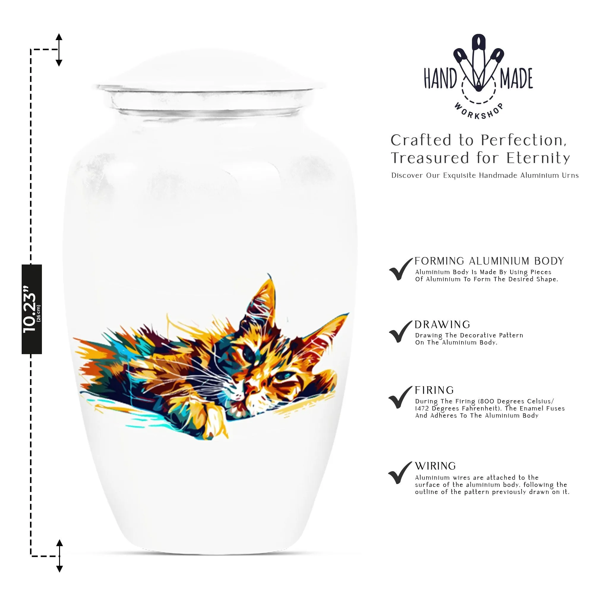 Classic Remembrance Cat Urn, Cremation Funeral Urn