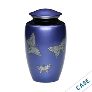 CLEARANCE ADULT -Classic Alloy Urn -2415– with engraved BUTTERFLIES - Case of 4