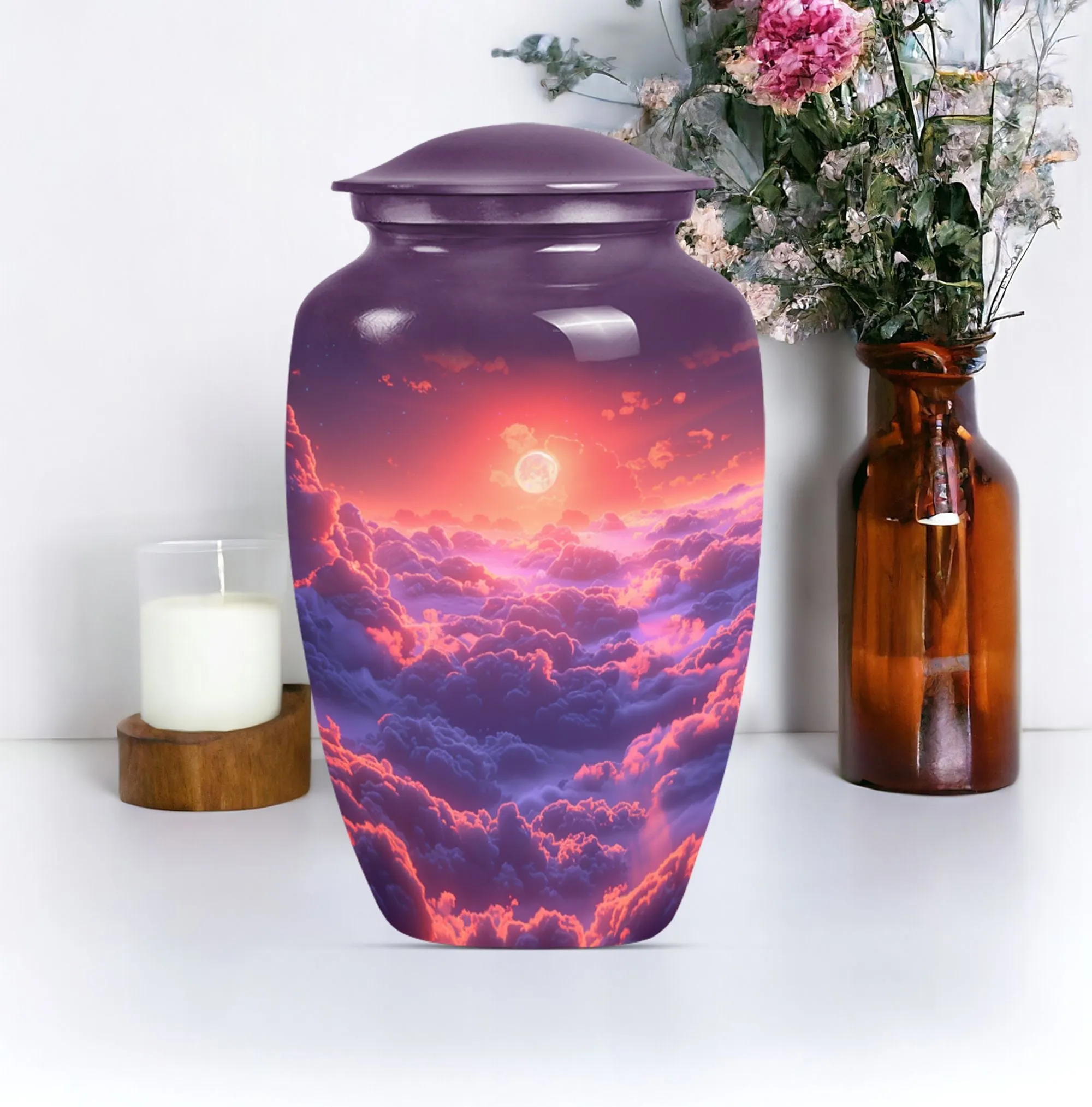 Clouds Urn: Cherished Memories, Medium-Sized Funeral Urn