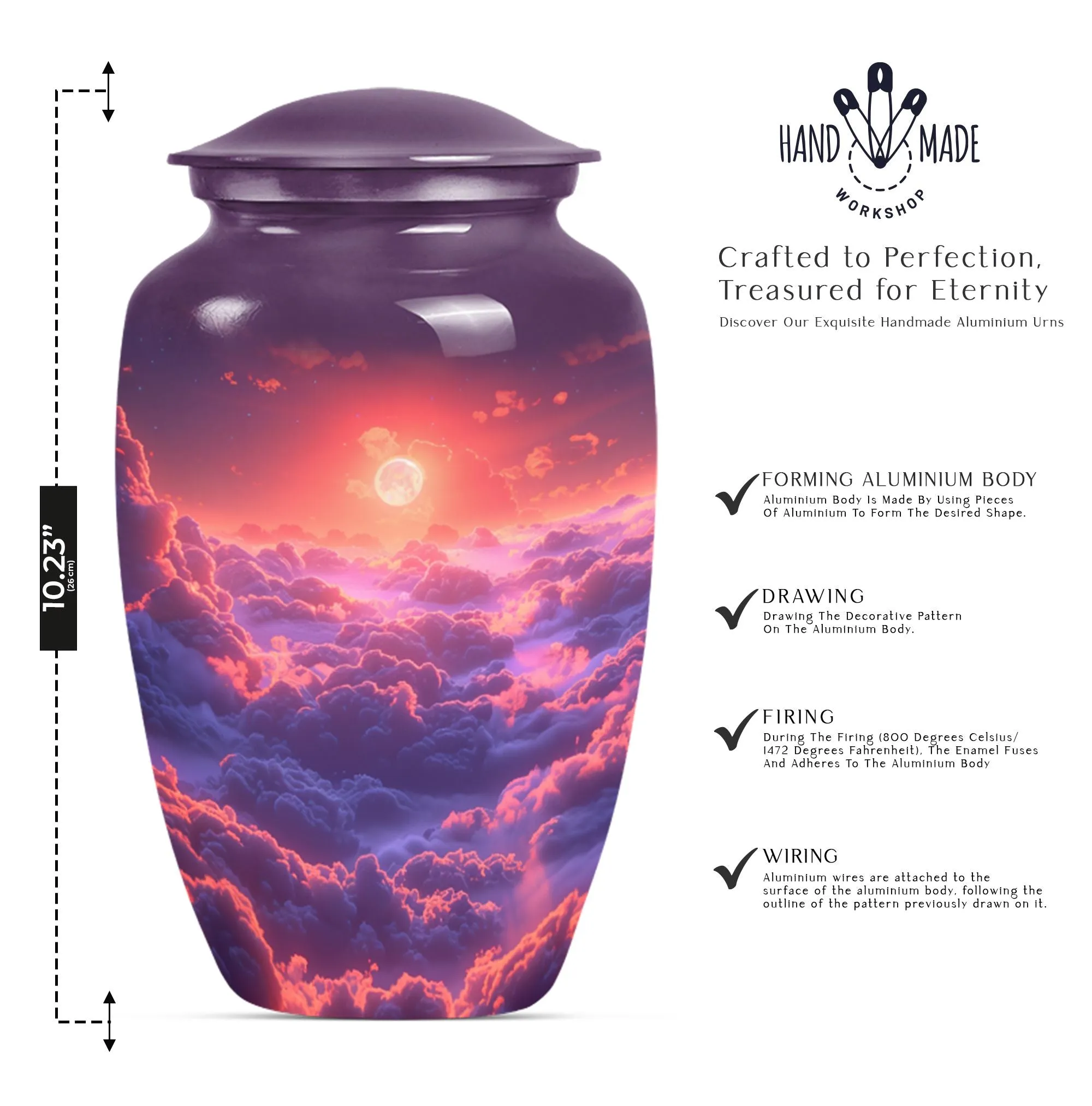 Clouds Urn: Cherished Memories, Medium-Sized Funeral Urn