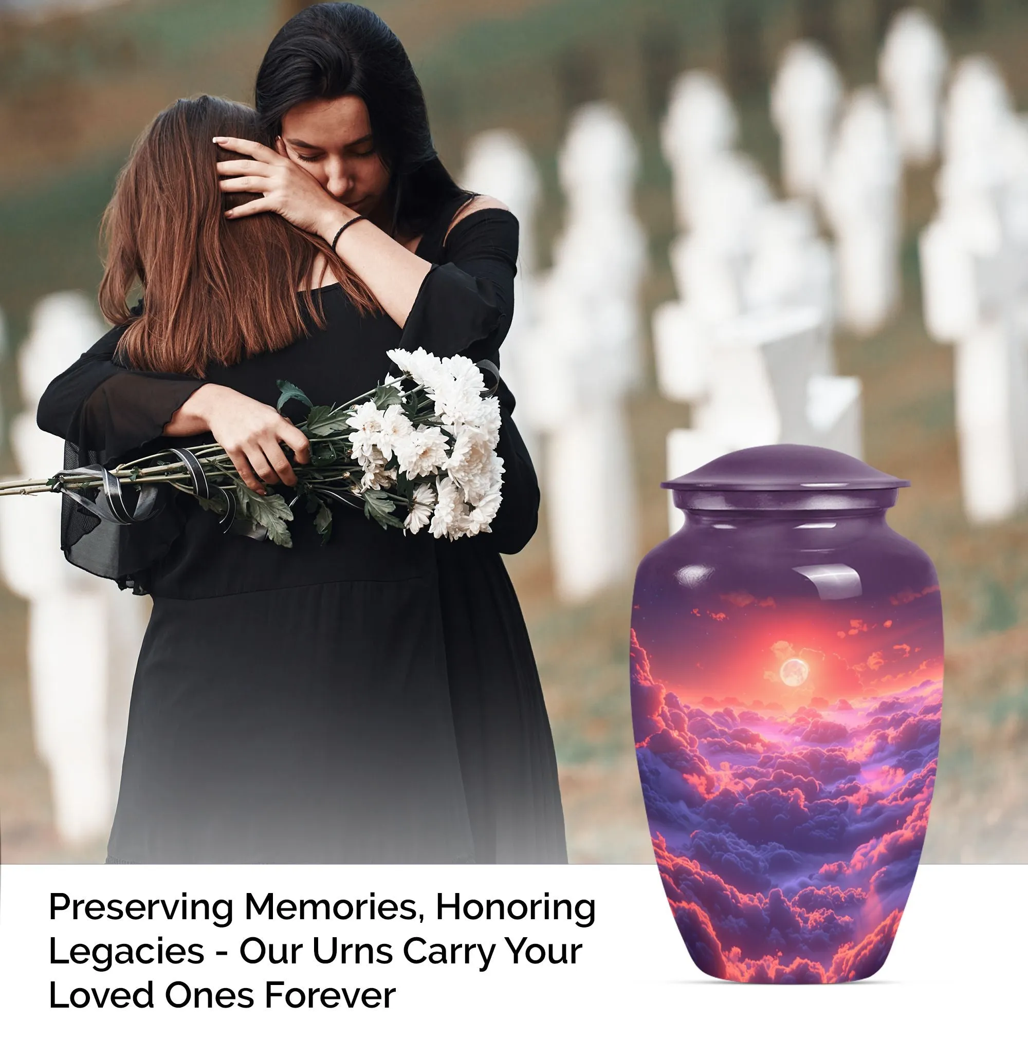 Clouds Urn: Cherished Memories, Medium-Sized Funeral Urn