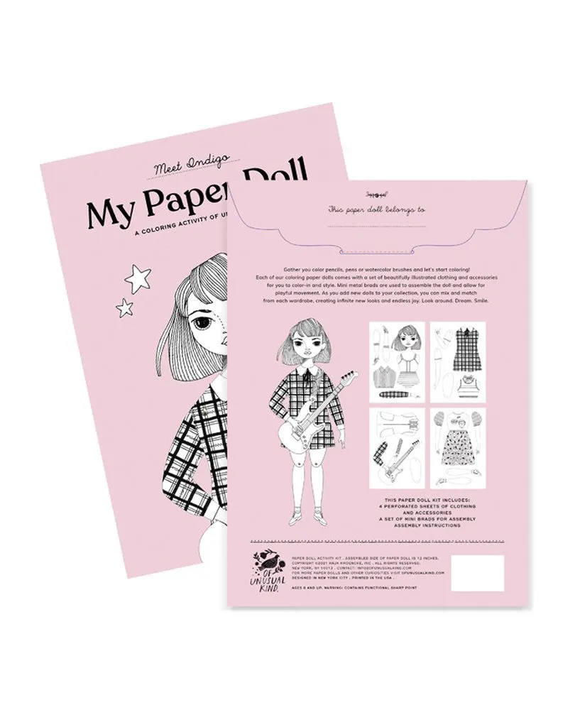 Coloring Paper Doll kit Indigo