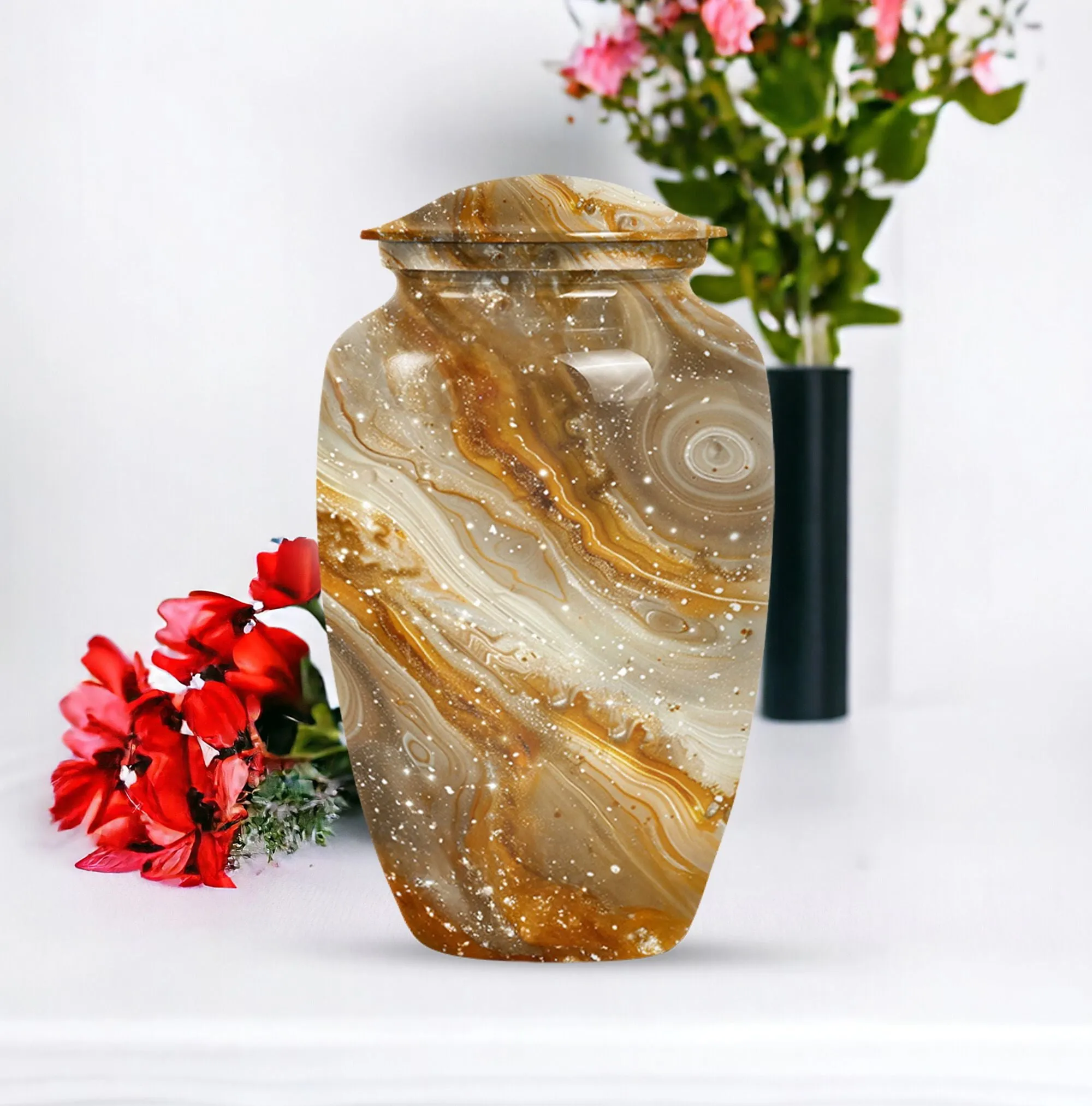 Colourful Swirl Forever Memory Cremation Urn with Abstract Theme