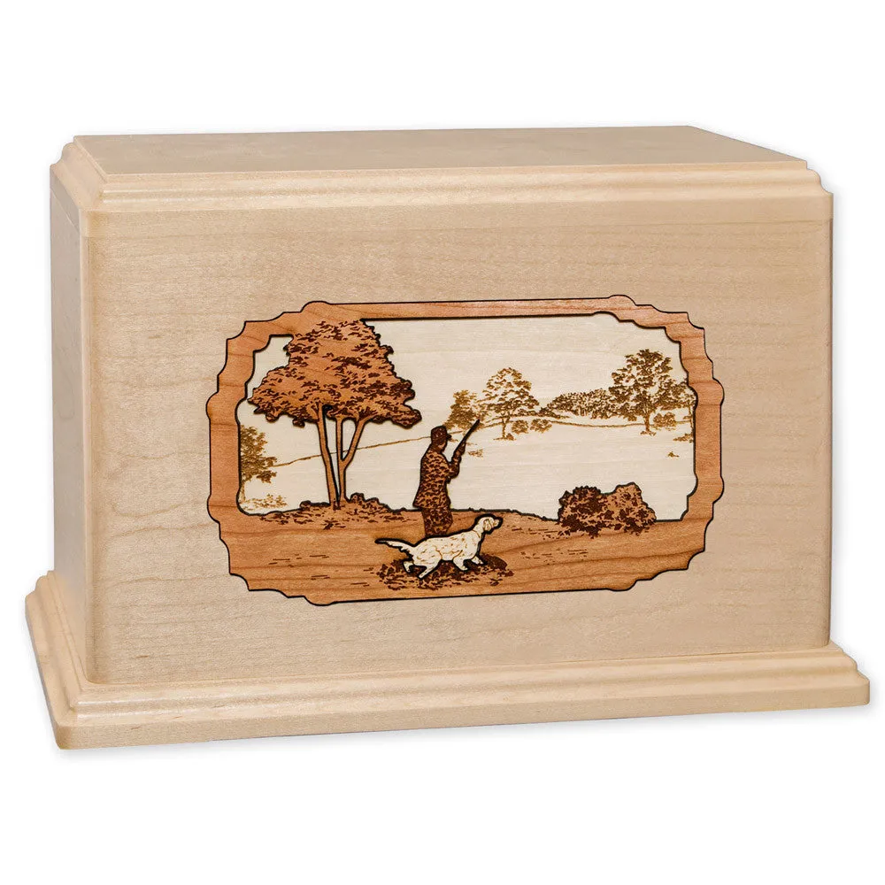 Companion Cremation Urn with Hunter & Dog 3D Wood Inlay
