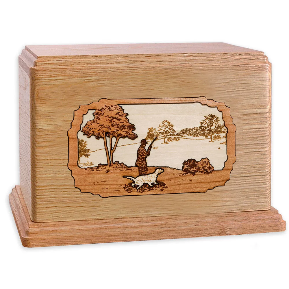 Companion Cremation Urn with Hunter & Dog 3D Wood Inlay