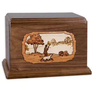 Companion Cremation Urn with Hunter & Dog 3D Wood Inlay