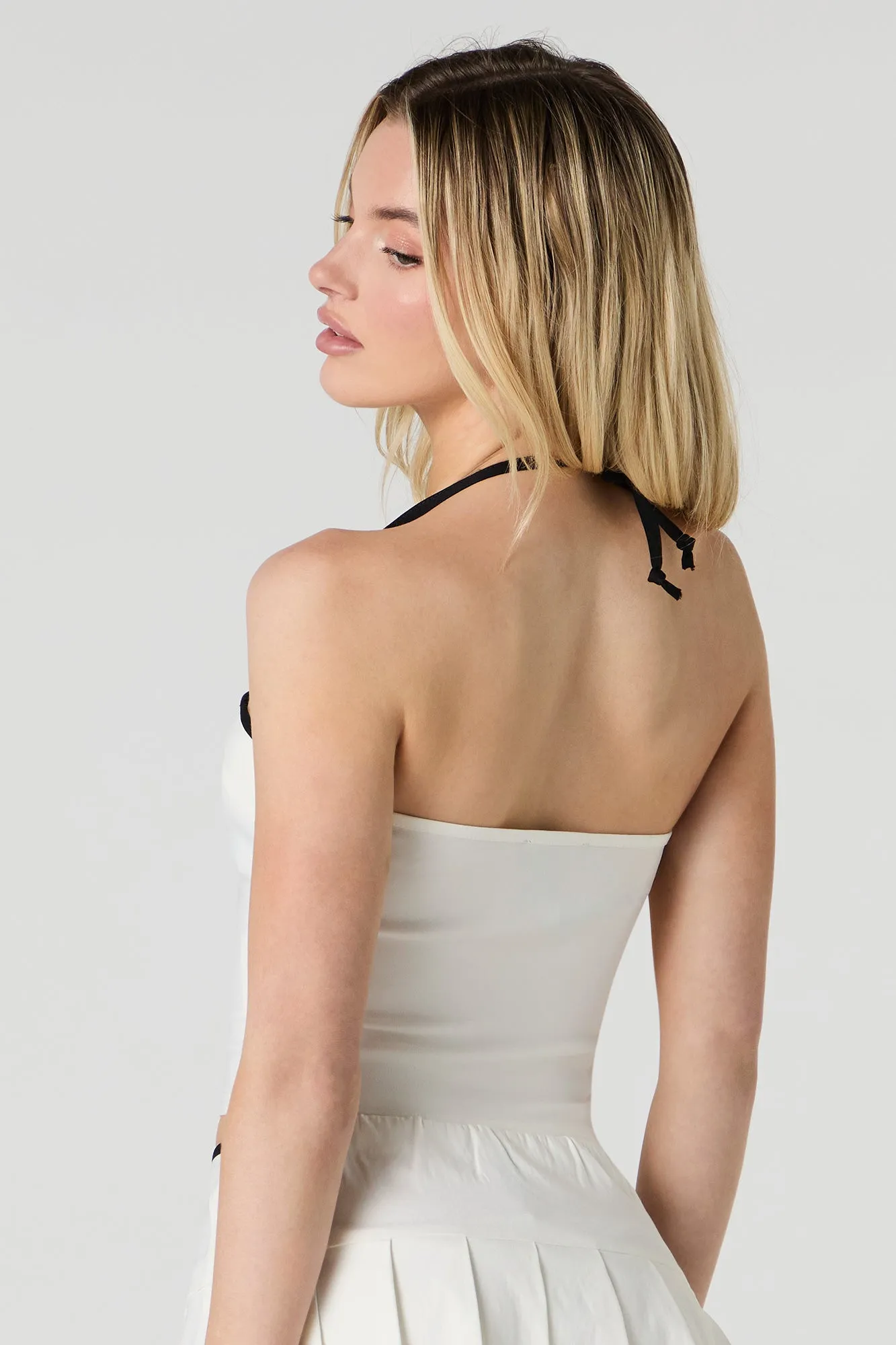 Contrast Bow Halter Top
