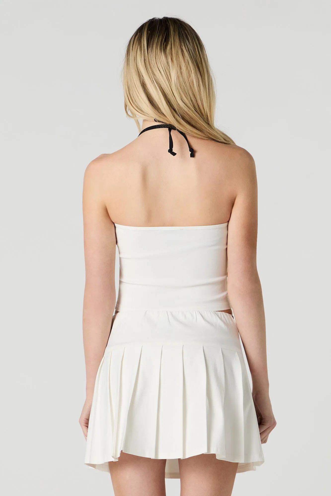 Contrast Pleated Mini Skort