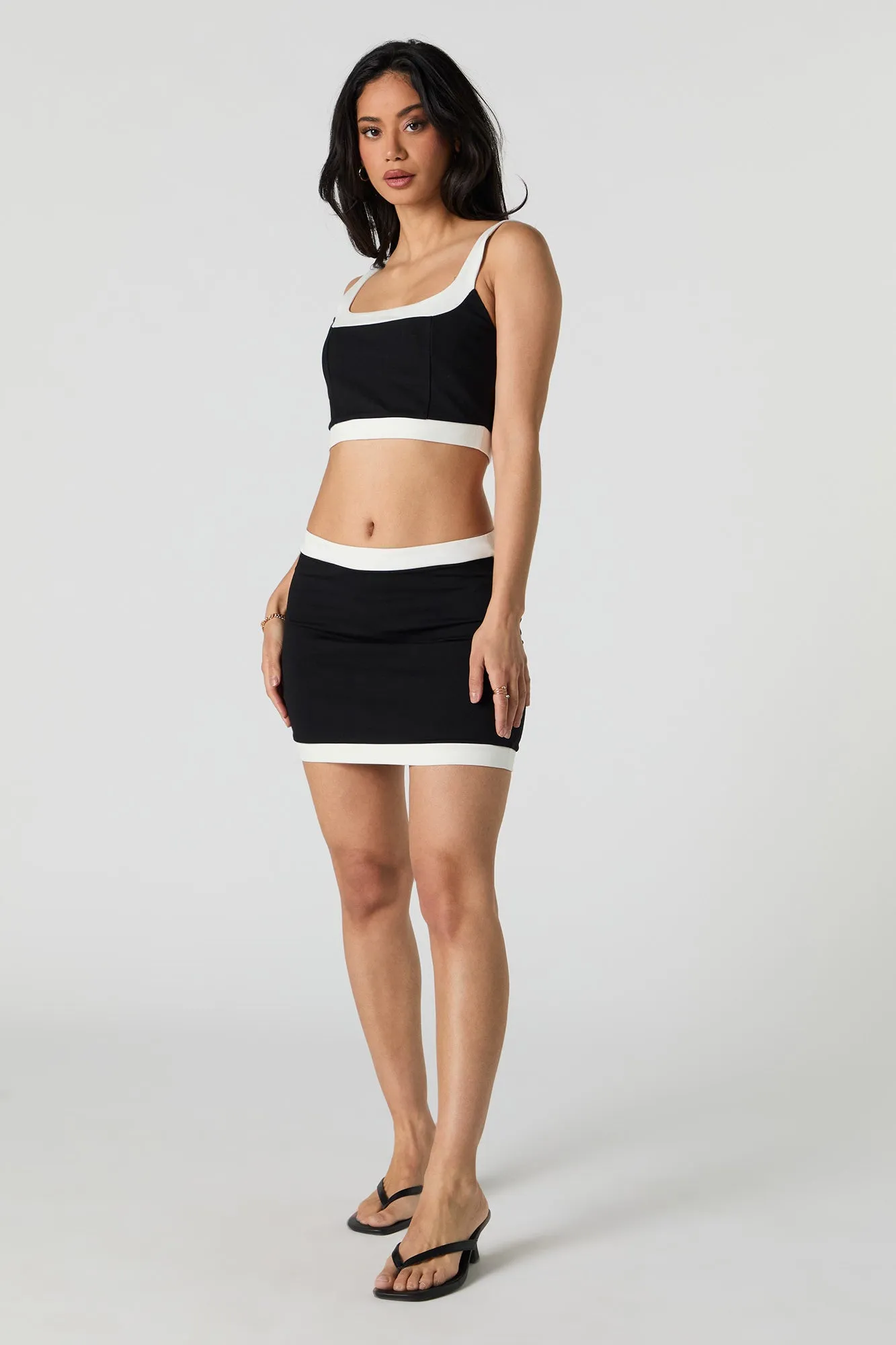 Contrast Trim Mini Skirt