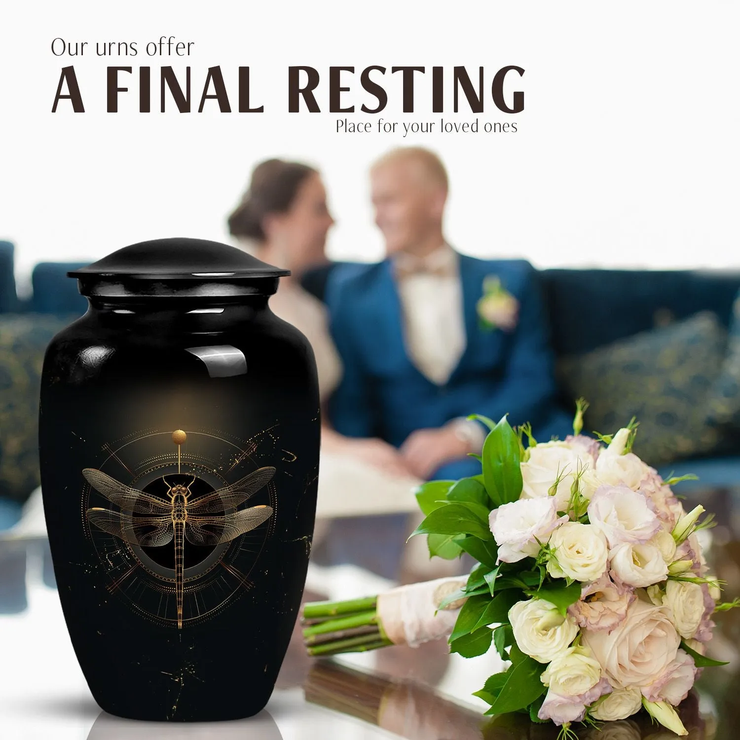 Cosmic Dragonfly : Celestial Cremation Medium Urn for Human Ashes