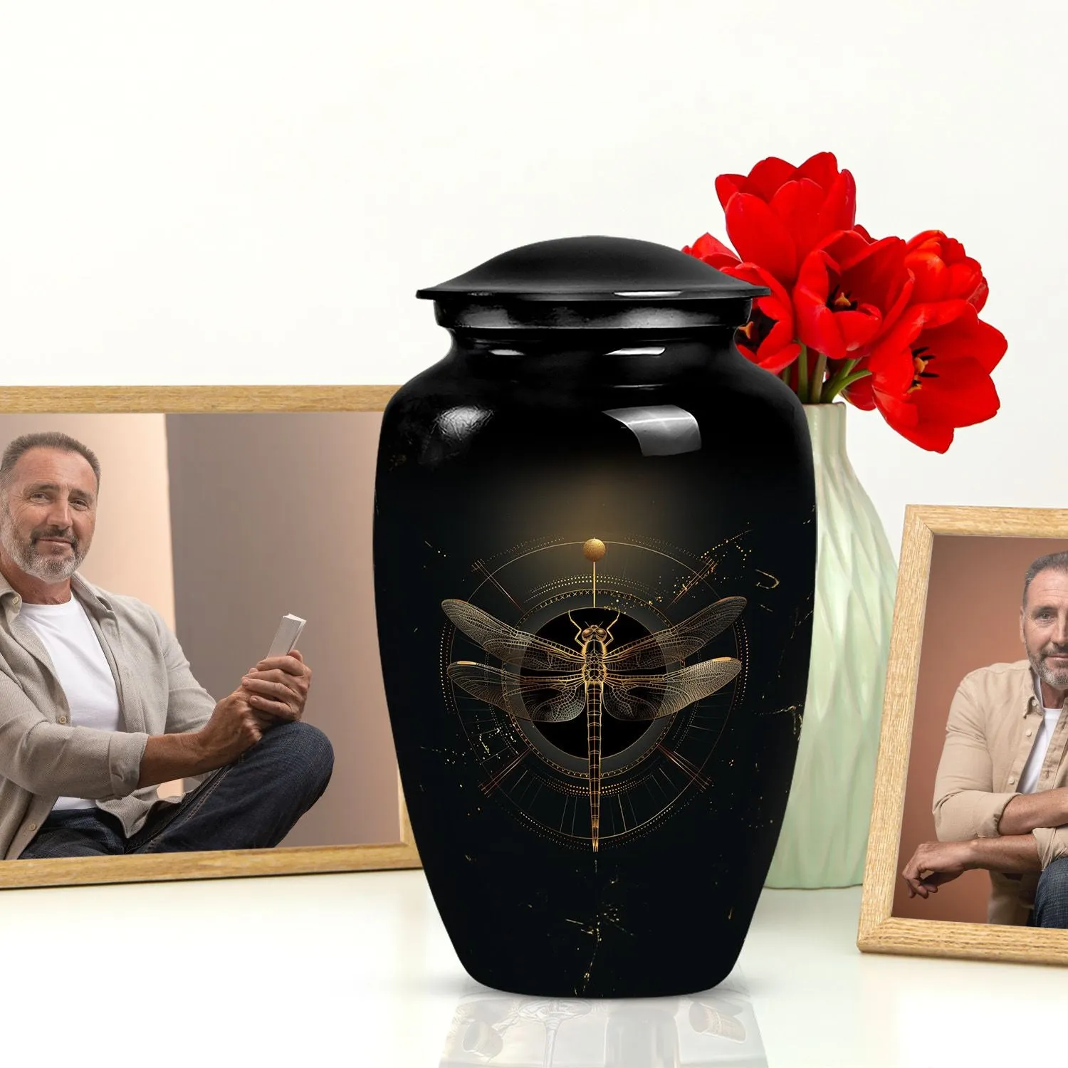 Cosmic Dragonfly : Celestial Cremation Medium Urn for Human Ashes