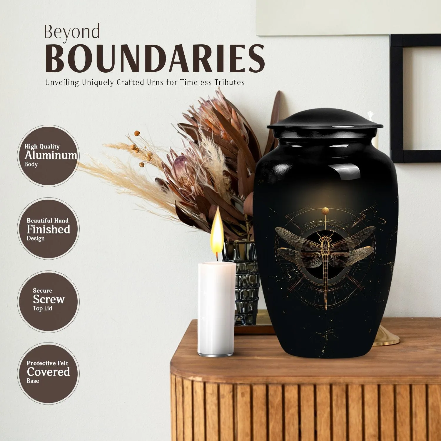 Cosmic Dragonfly : Celestial Cremation Medium Urn for Human Ashes