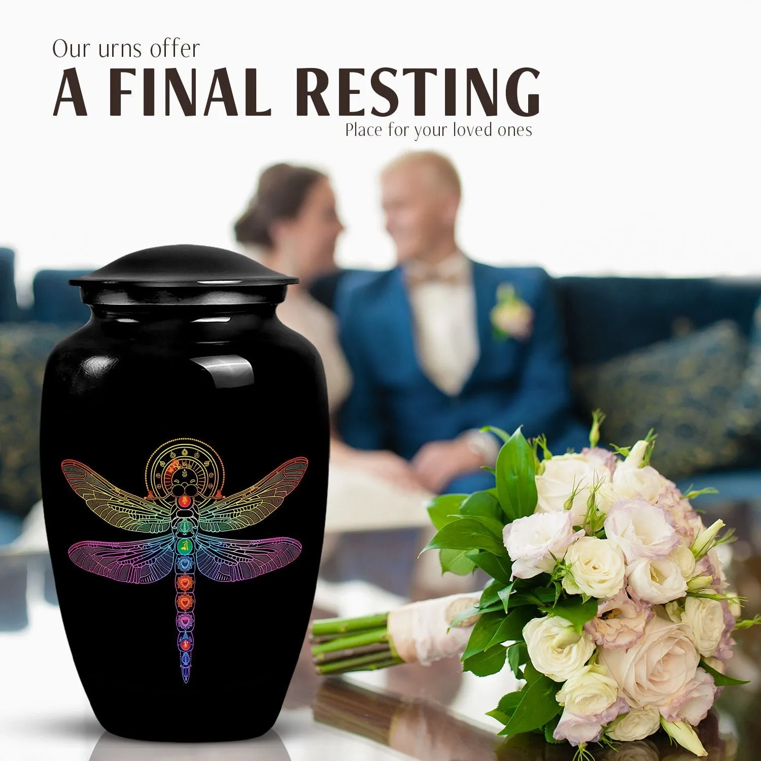 Cosmic Dragonfly Majesty – Sacred Cremation Urn for Ladies