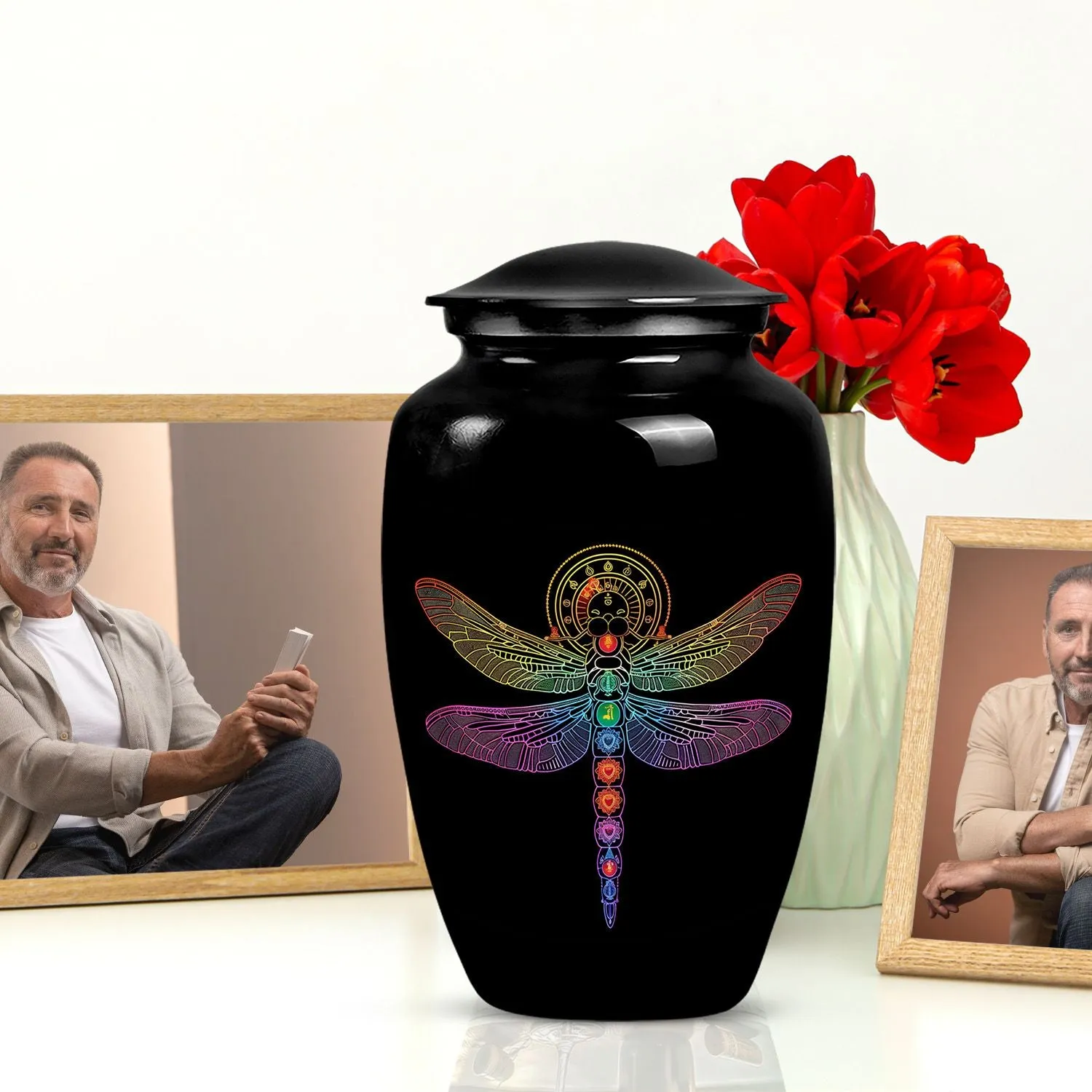 Cosmic Dragonfly Majesty – Sacred Cremation Urn for Ladies