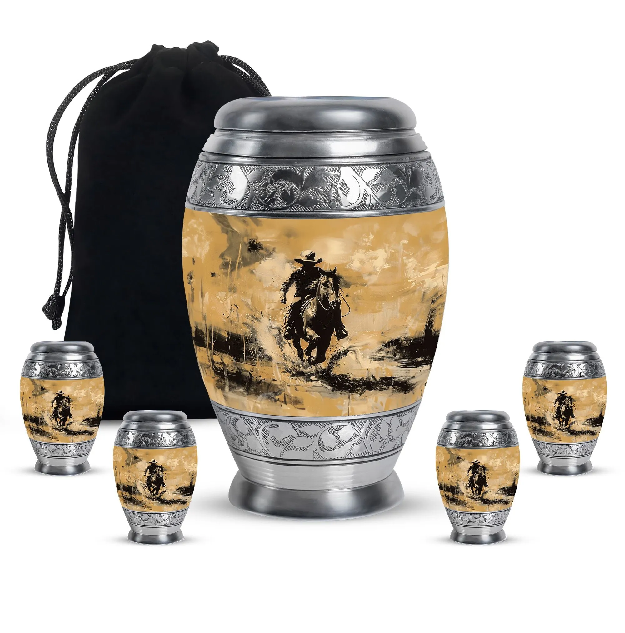 Cowboy Cremation Small Urn For Ashes Adult Male Memorial & Funeral Urn