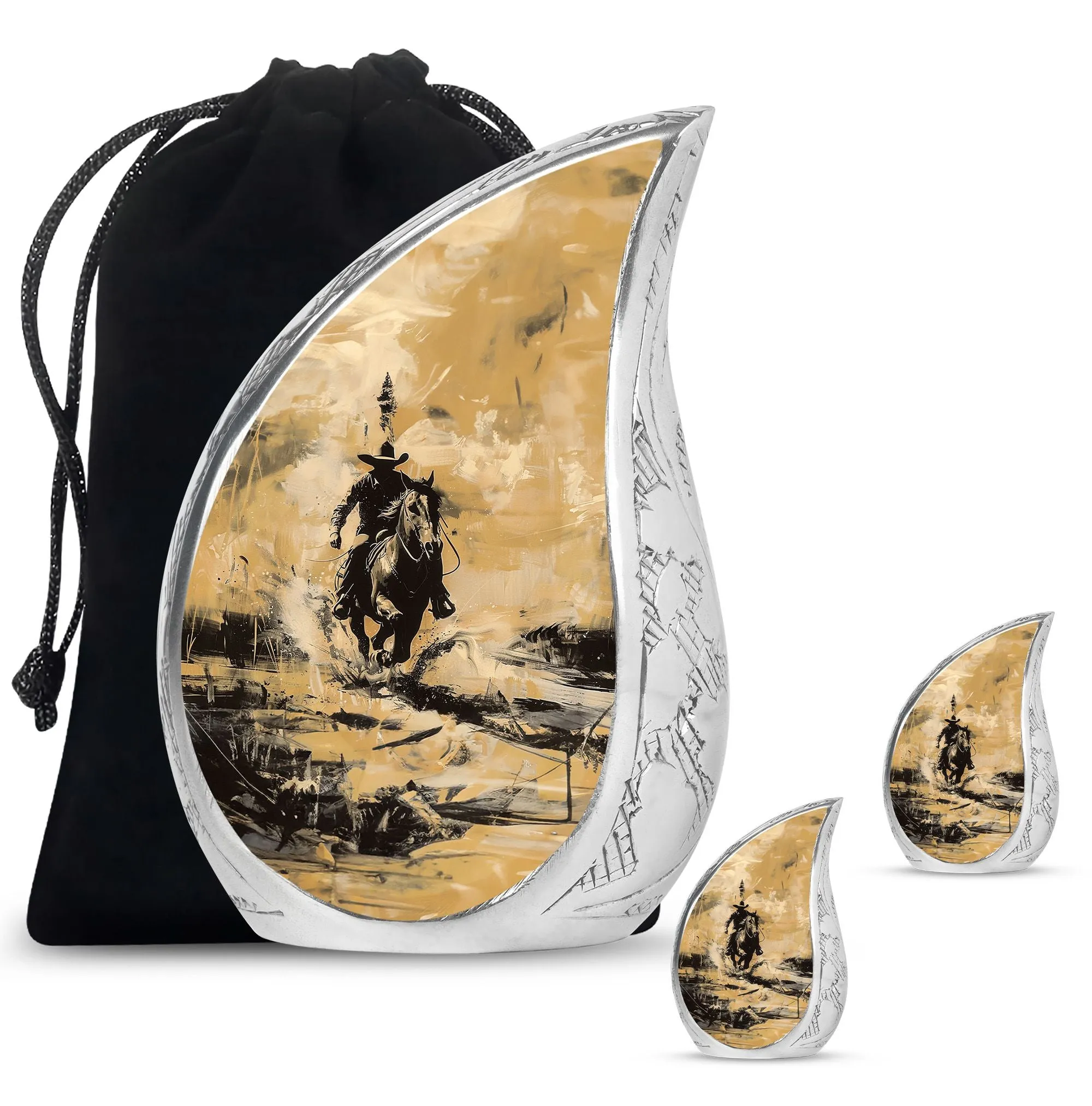 Cowboy Cremation Small Urn For Ashes Adult Male Memorial & Funeral Urn