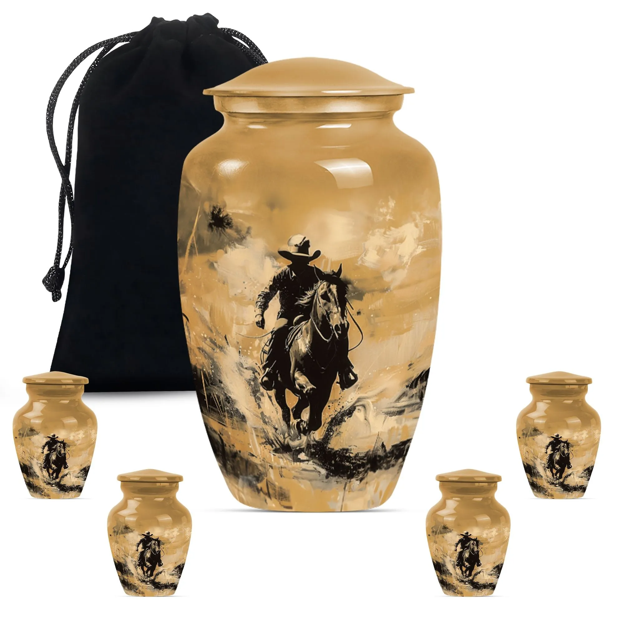 Cowboy Cremation Small Urn For Ashes Adult Male Memorial & Funeral Urn