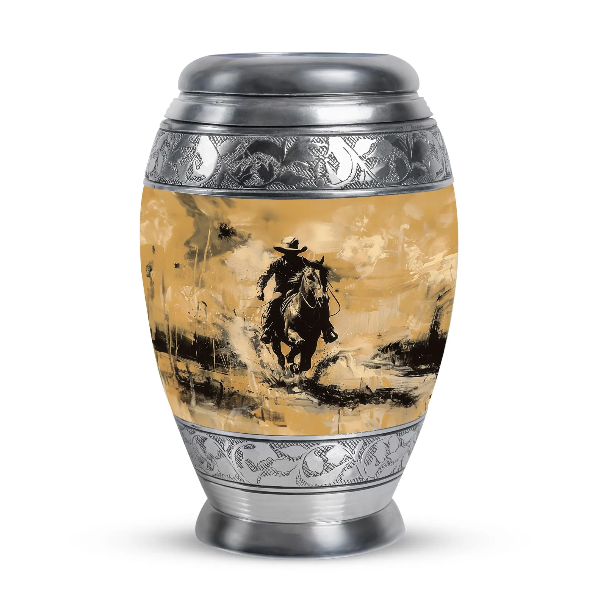 Cowboy Cremation Small Urn For Ashes Adult Male Memorial & Funeral Urn